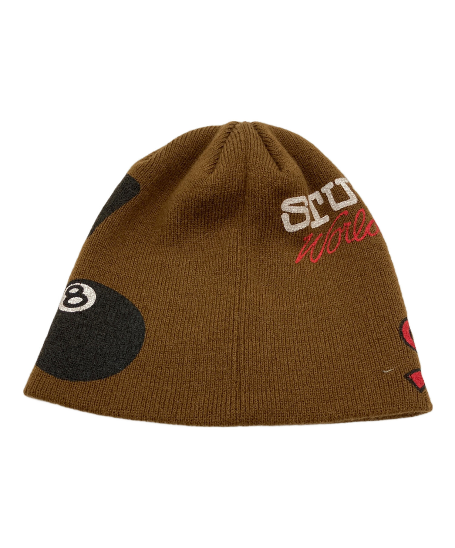 Stussy ニット帽 ブラウン 90s OLD SSリンク モノグラムビーニー