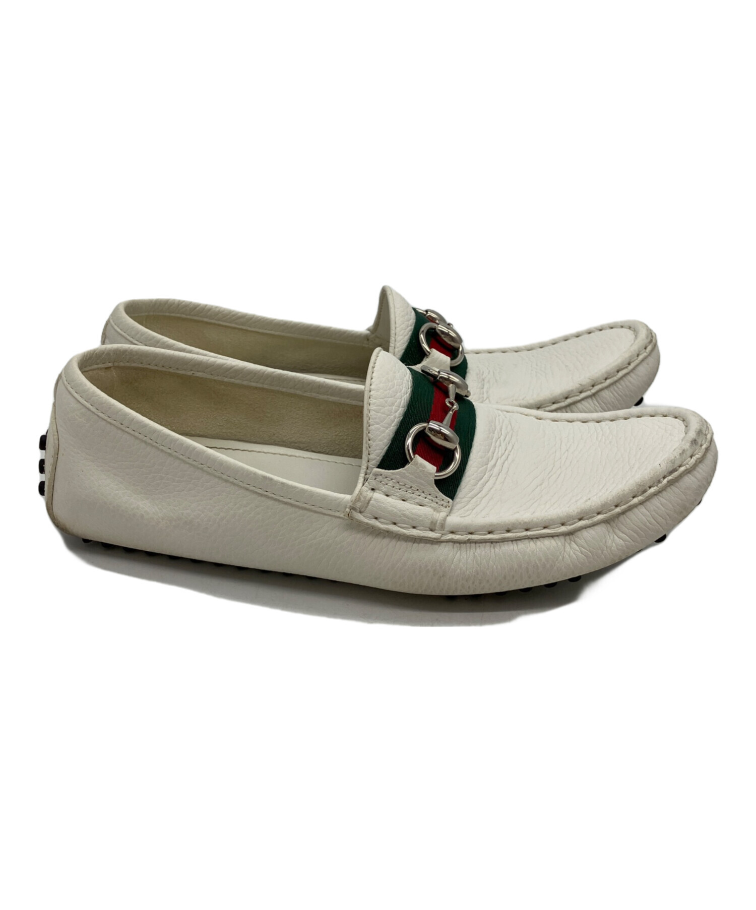 GUCCI ホワイトレザー フリンジシューズ 中古・古着通販】GUCCI (グッチ) ドライビングシューズ ホワイト