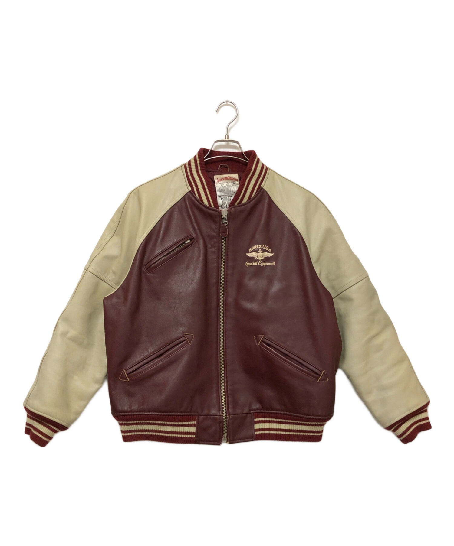 中古・古着通販】AVIREX (アヴィレックス) スタジャン レッド×ベージュ 