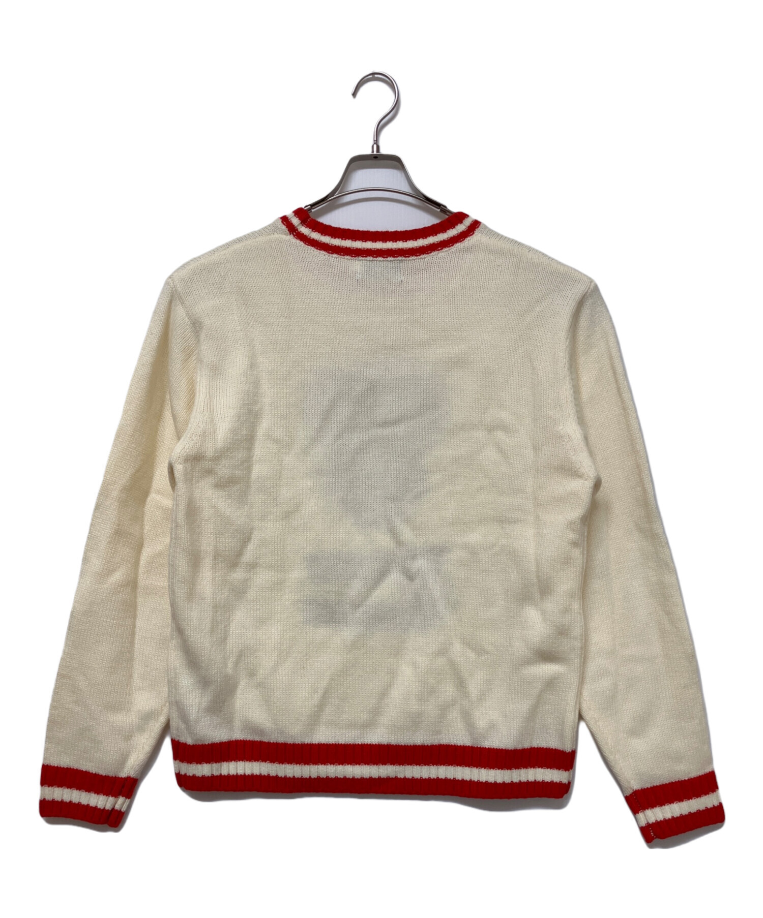 中古・古着通販】DISNEY (ディズニー) 厚手ニット アイボリー×レッド