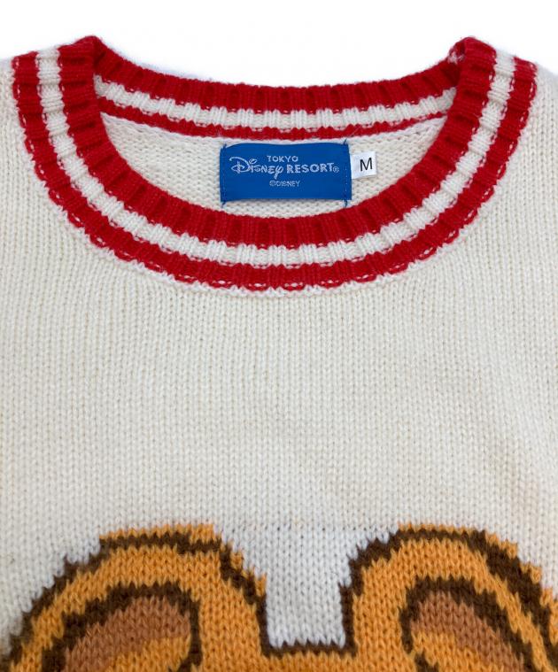中古・古着通販】DISNEY (ディズニー) 厚手ニット アイボリー×レッド