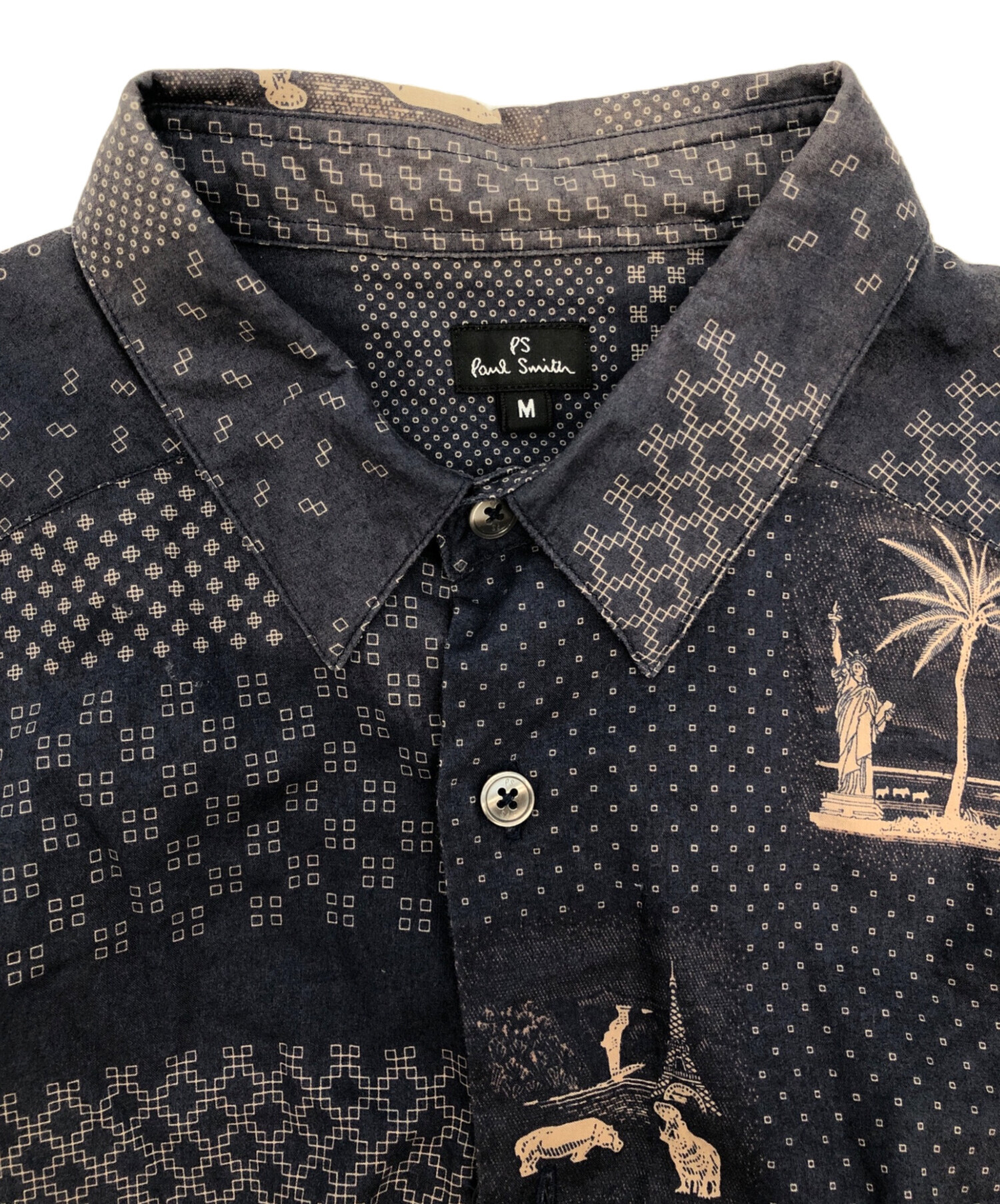 ポールスミス 長袖シャツ XLサイズ 総柄 ネイビー系 中古・古着通販】PAUL SMITH (ポールスミス) 長袖シャツ ネイビー