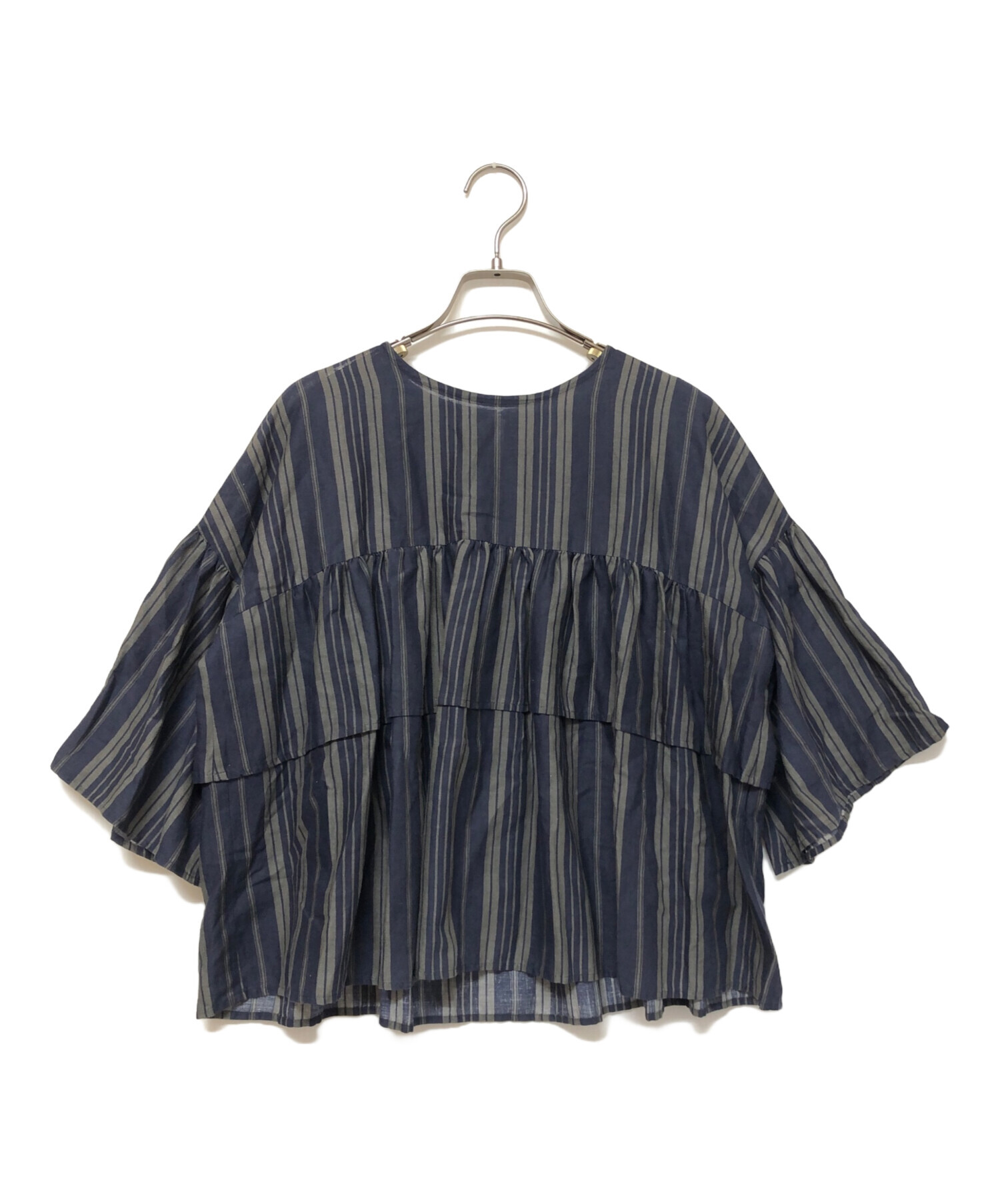 中古・古着通販】utilite (ユティリテ) 半袖ブラウス ネイビー サイズ 