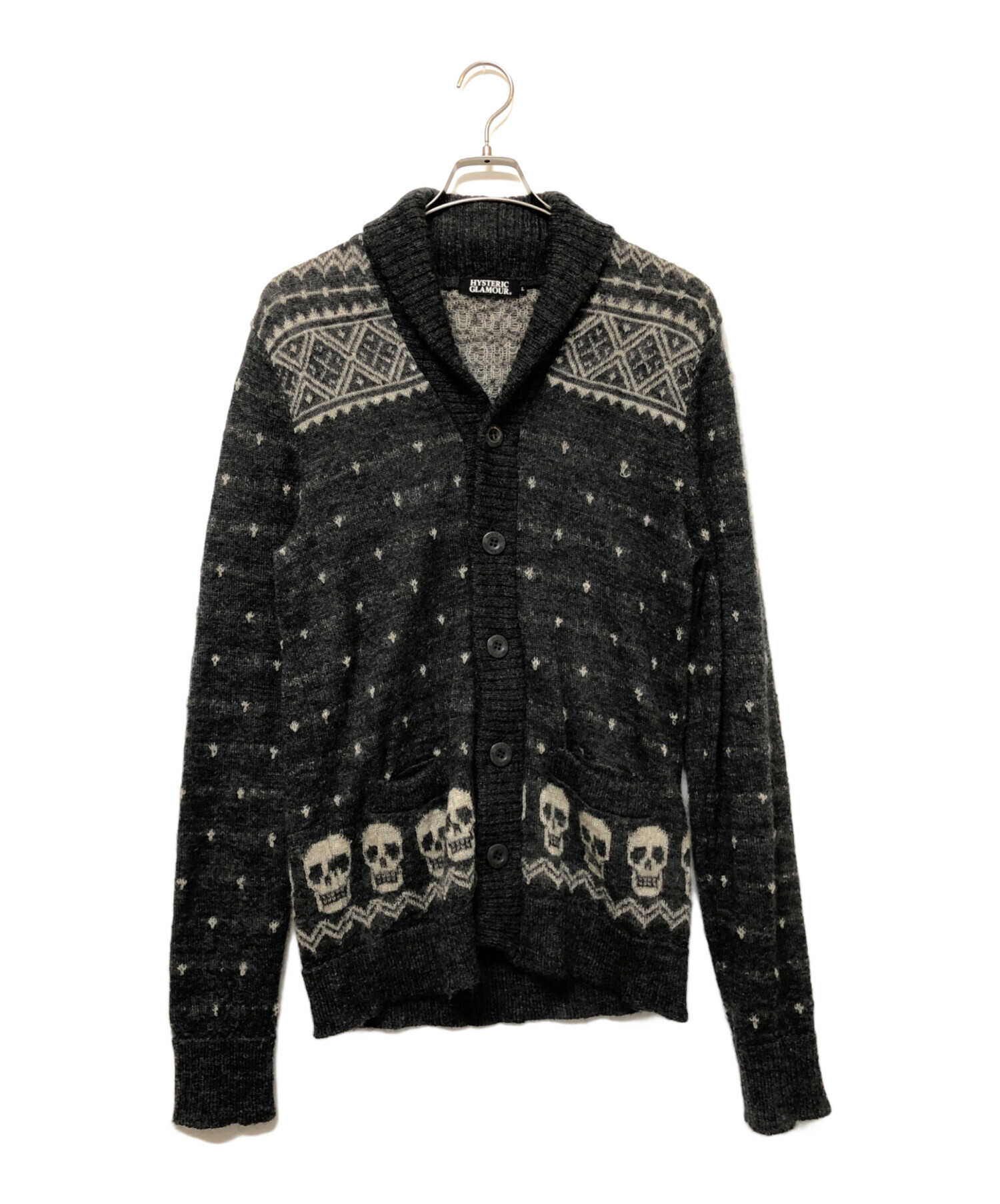 HYSTERIC GLAMOUR グレー カーディガン Mサイズ 中古・古着通販】Hysteric Glamour (ヒステリックグラマー) ニット