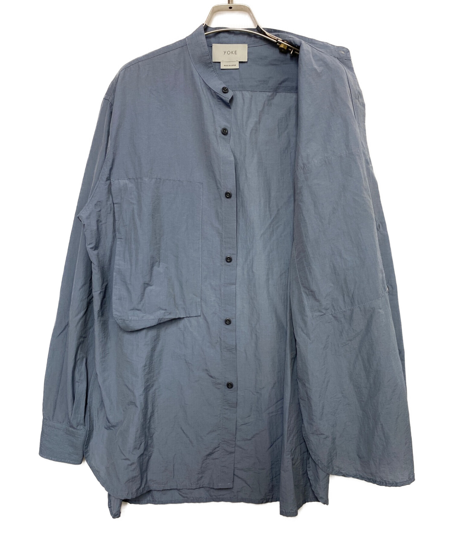 中古・古着通販】YOKE (ヨーク) バンドカラーシャツ ネイビー サイズ