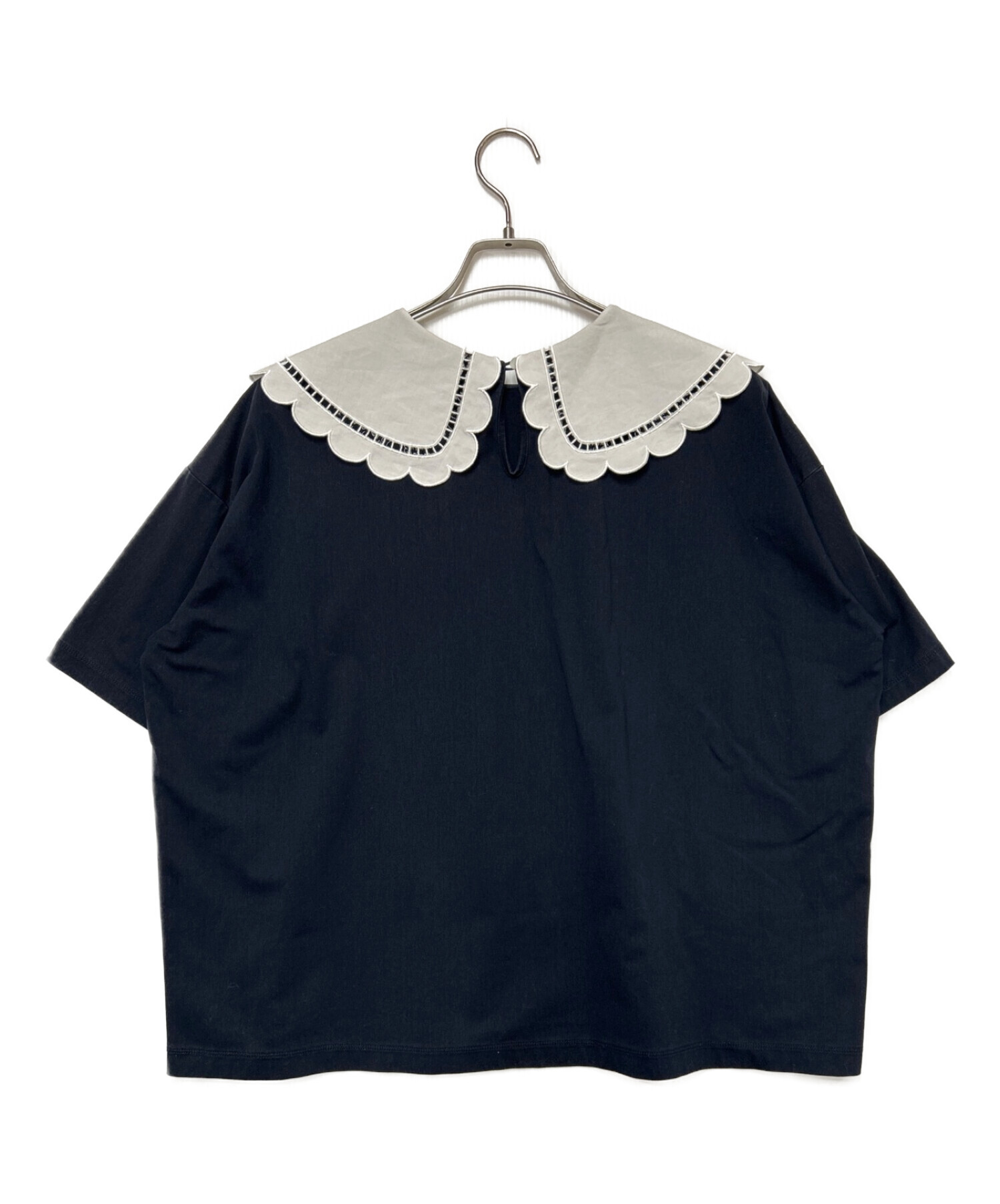 中古・古着通販】YORI (ヨリ) スカラップカラーカットソー ネイビー