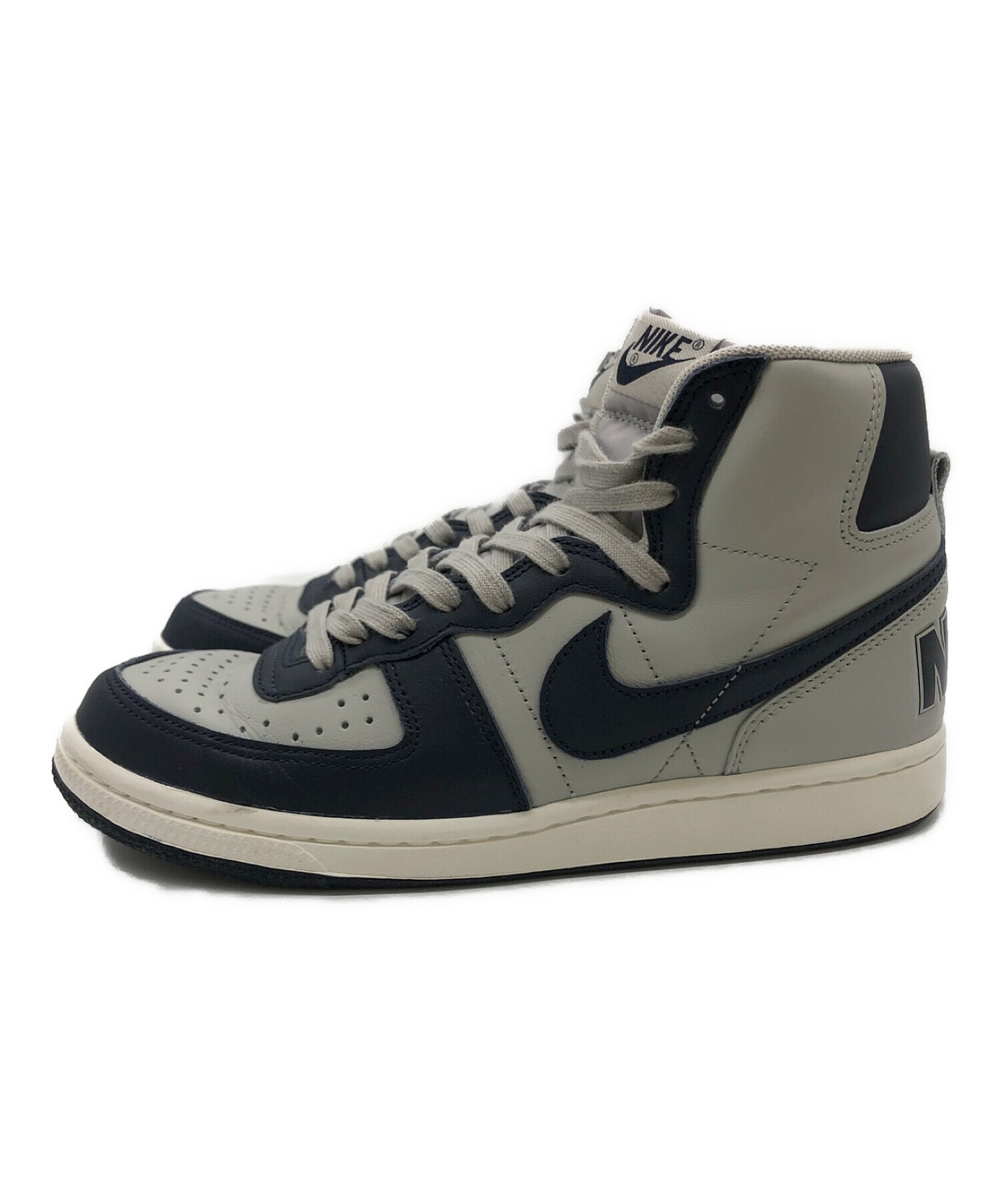 中古・古着通販】NIKE (ナイキ) ハイカットスニーカー グレー×ネイビー