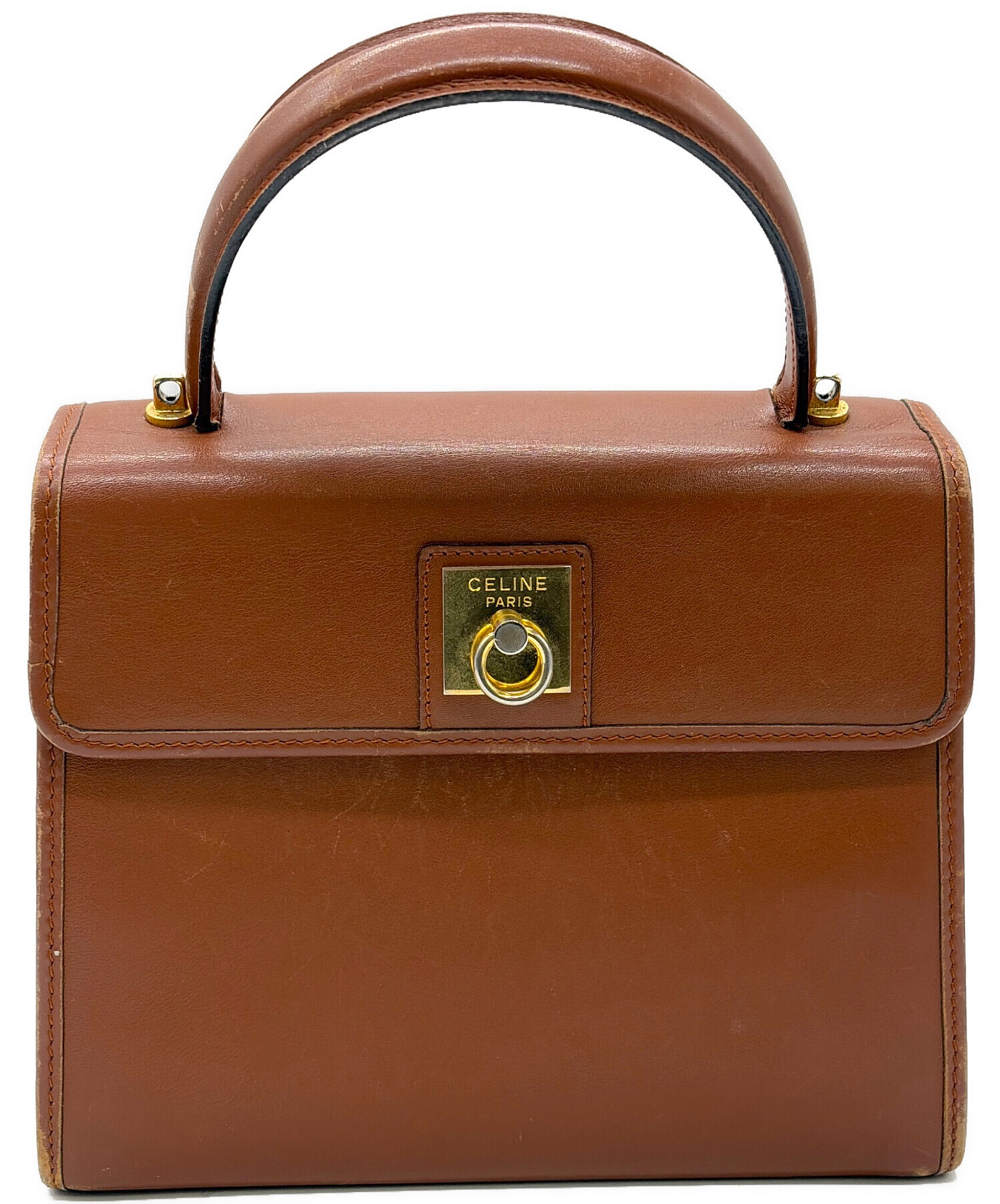 中古・古着通販】CELINE (セリーヌ) レザーハンドバッグ ブラウン