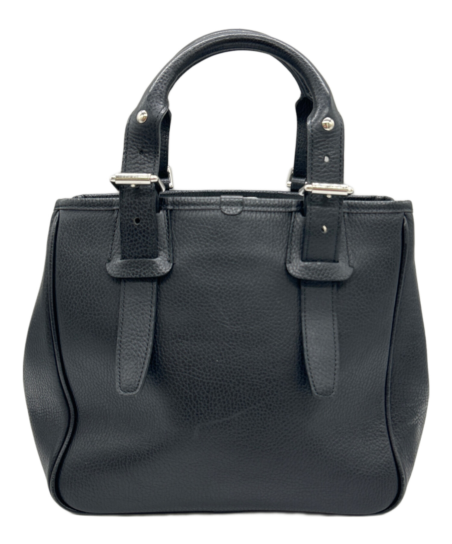 Burberry 黒 レザーハンドバッグ Burberry 黒 レザー ハンドバッグ 中古・古着通販】BURBERRY