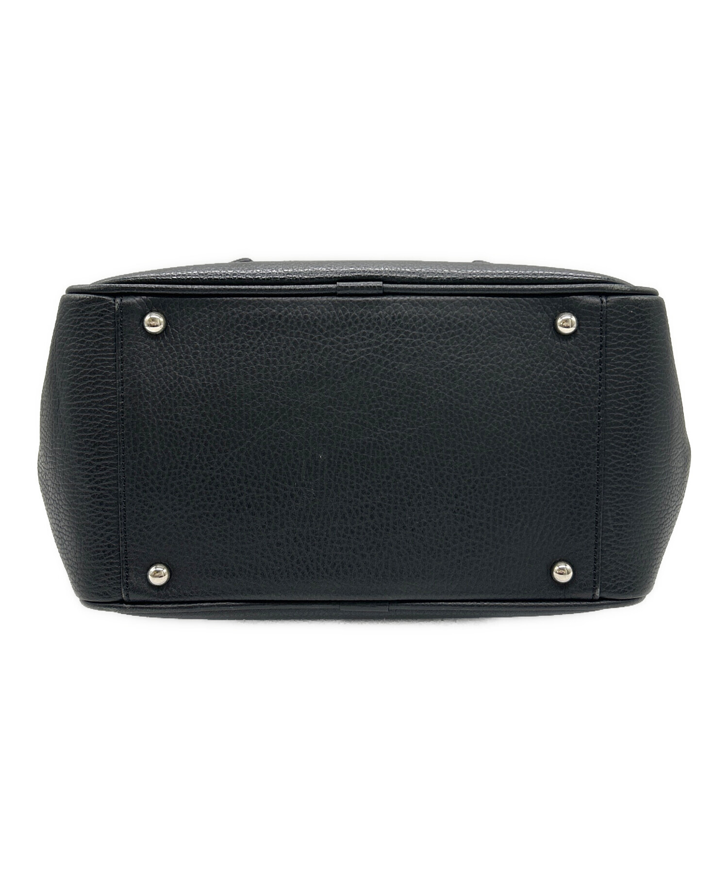 中古・古着通販】BURBERRY (バーバリー) レザーハンドバッグ ブラック