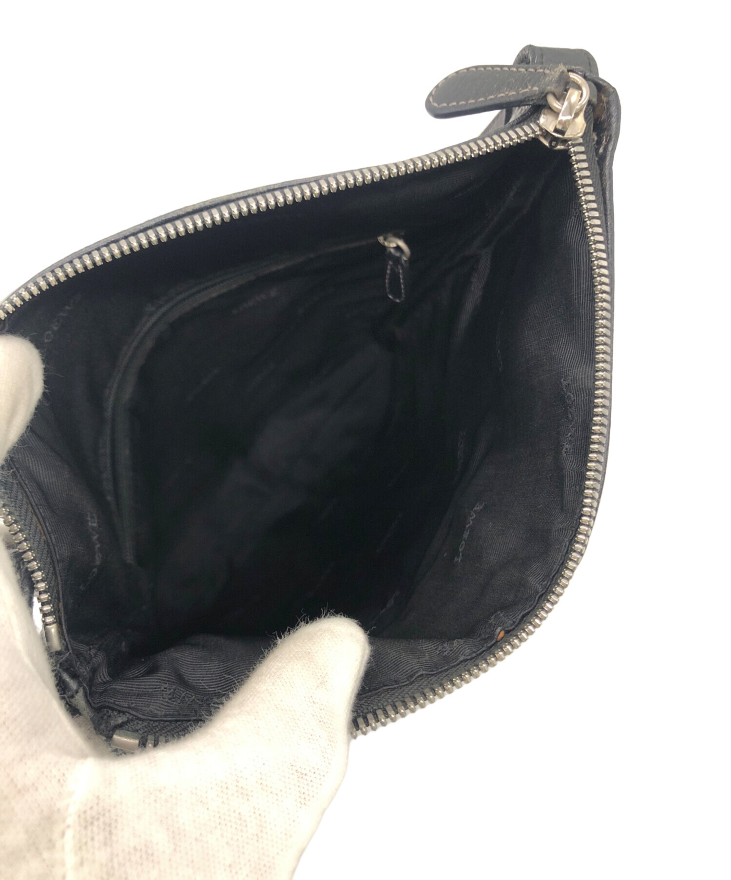 中古・古着通販】LOEWE (ロエベ) レザーショルダーバッグ ブラック