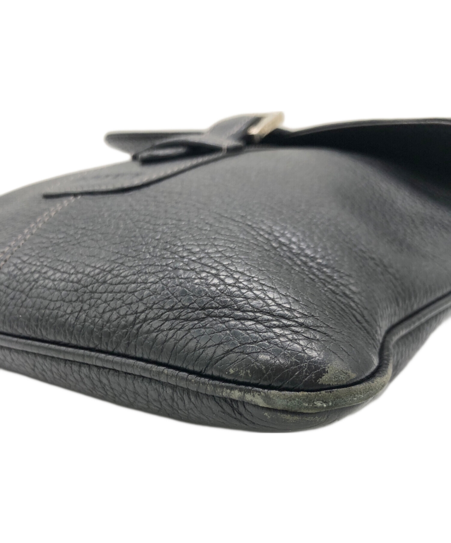 中古・古着通販】LOEWE (ロエベ) レザーショルダーバッグ ブラック