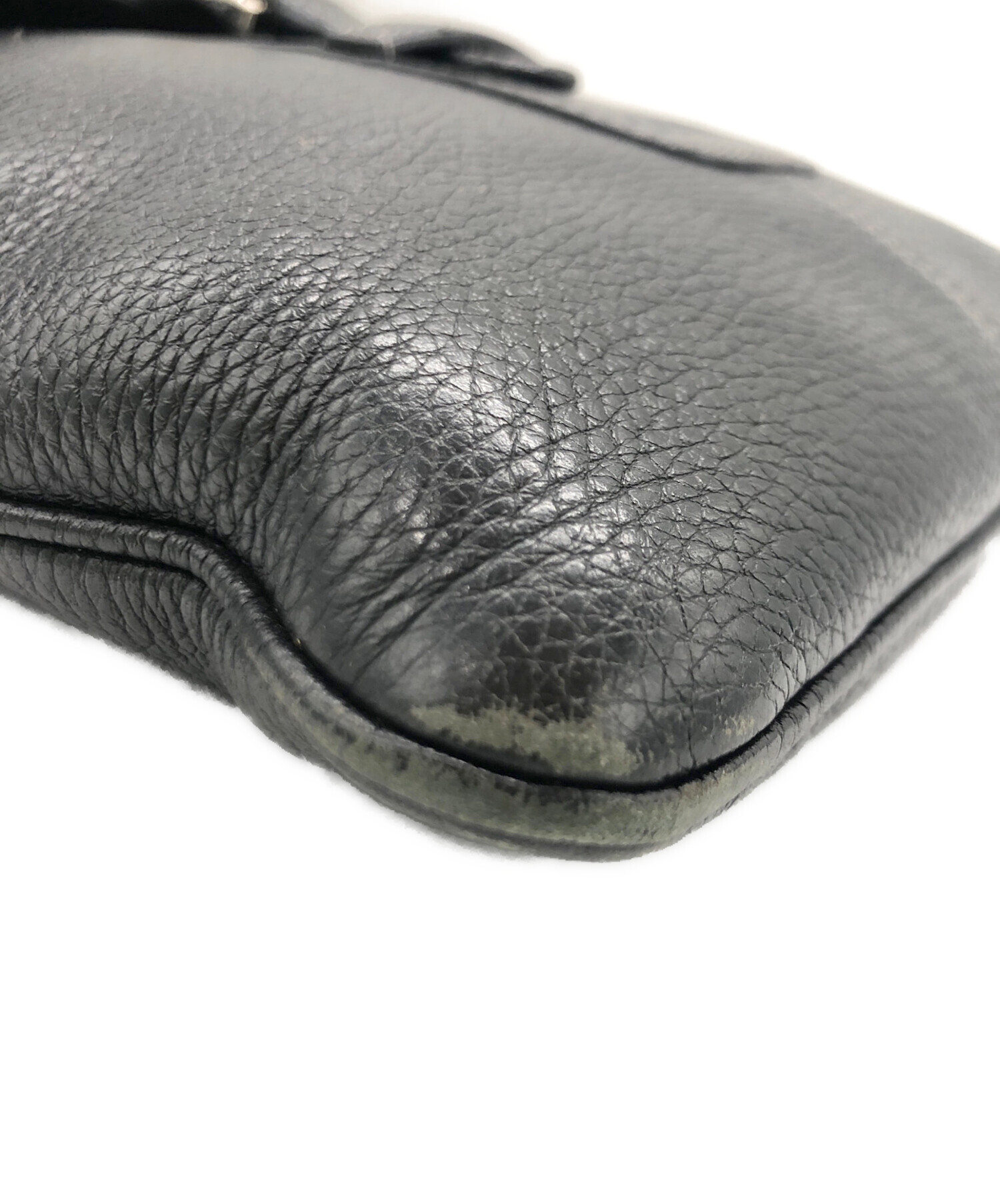 中古・古着通販】LOEWE (ロエベ) レザーショルダーバッグ ブラック