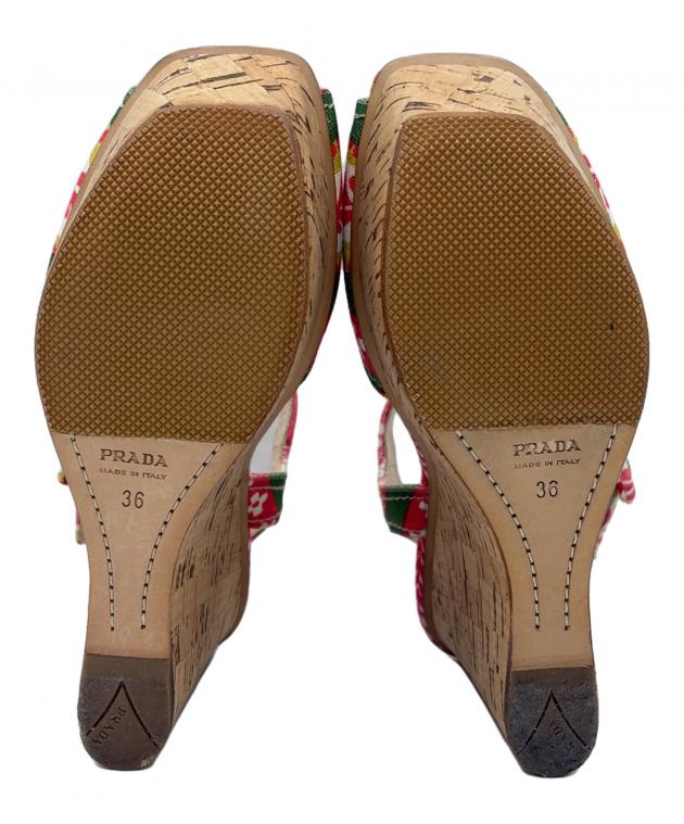 中古・古着通販】PRADA (プラダ) ウェッジソールサンダル ピンク
