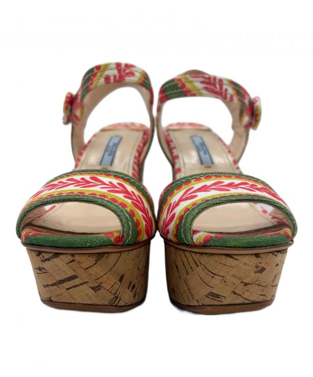 中古・古着通販】PRADA (プラダ) ウェッジソールサンダル ピンク