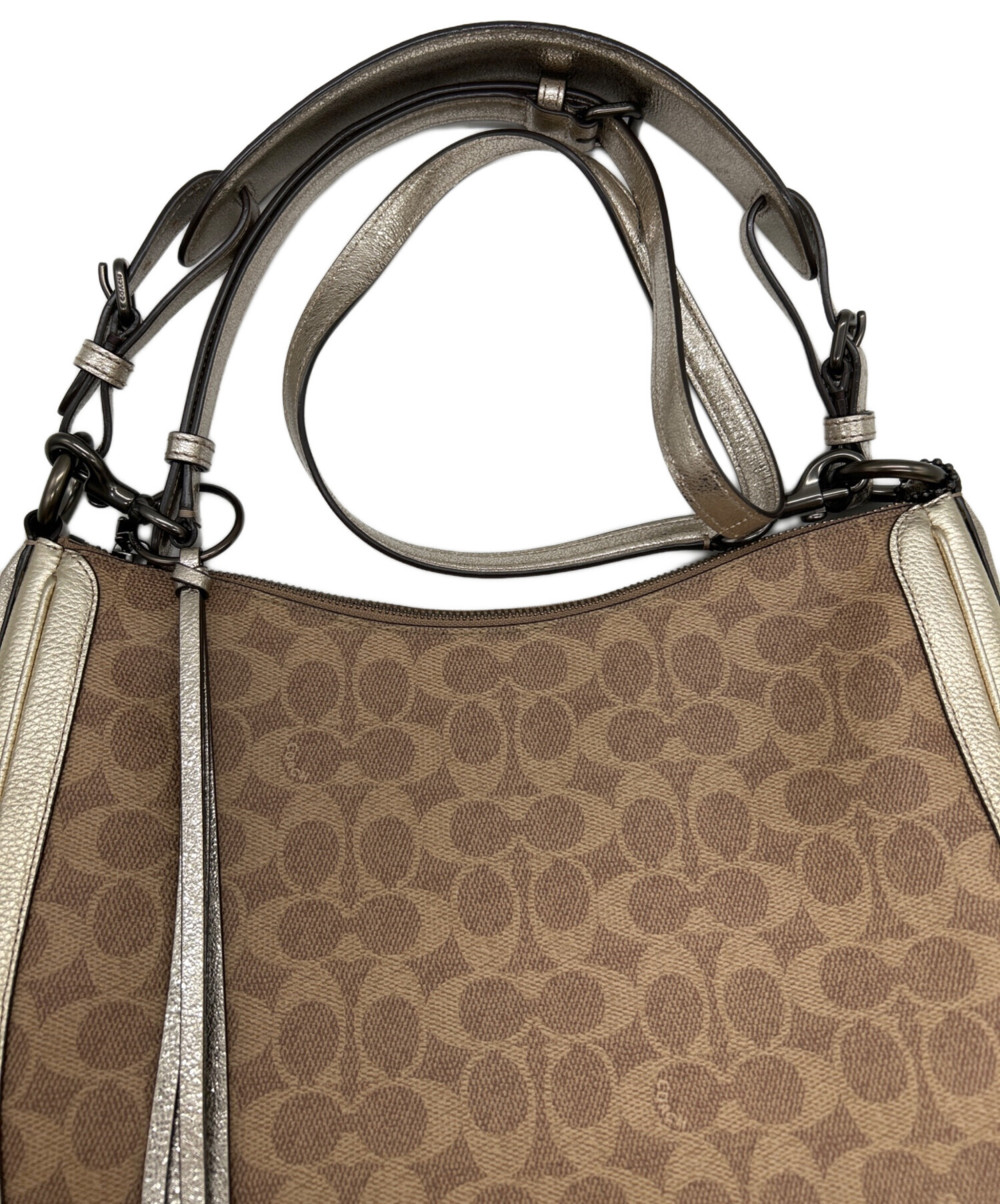 未使用級 ✨ coach コーチ 2way ショルダーバッグ ハンドバッグ 茶色 中古・古着通販】COACH (コーチ) 2WAYショルダーバッグ ベージュ