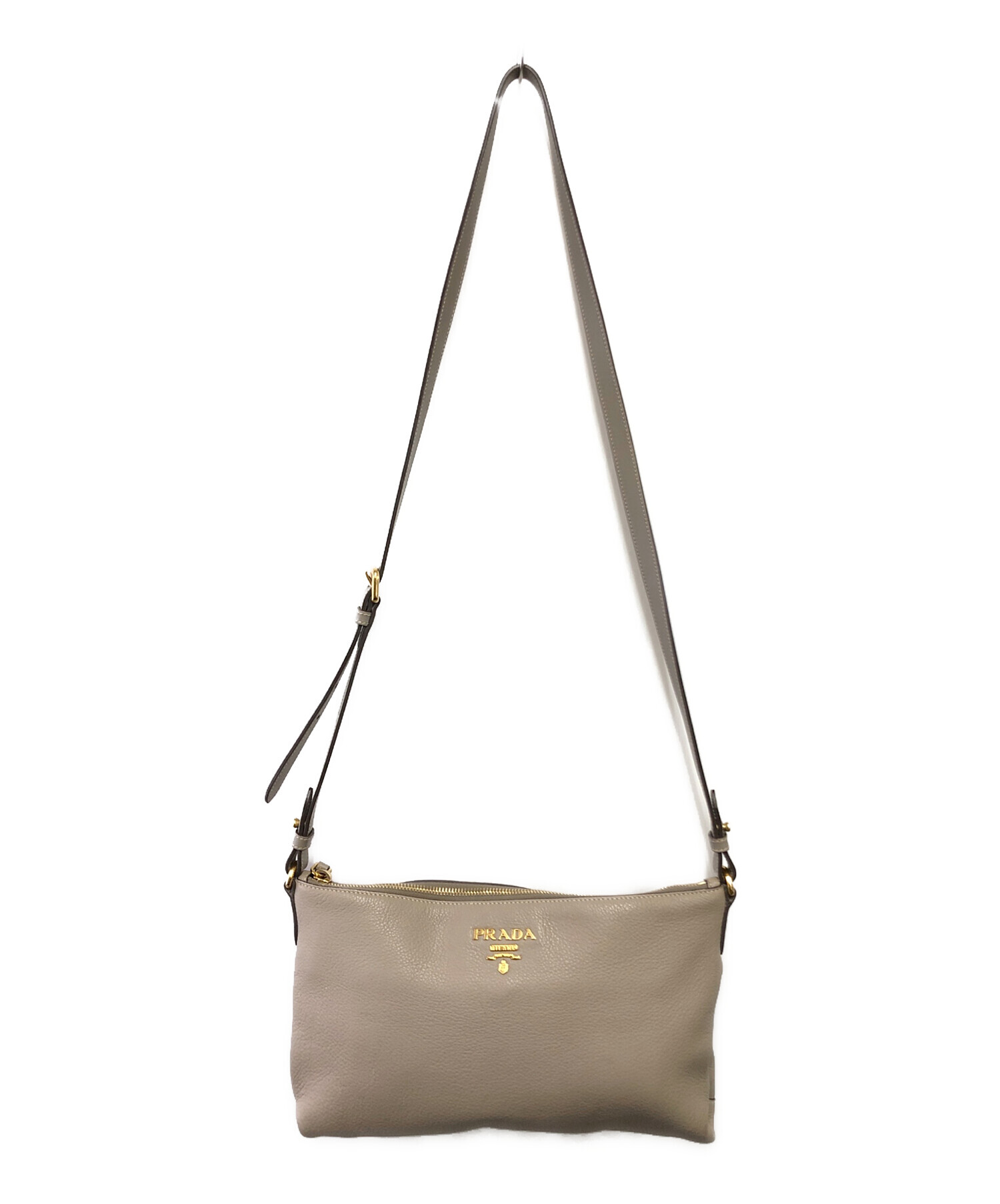 PRADA プラダ ショルダーバッグ  ベージュ 【古着】【中古】【送料無料】 中古・古着通販】PRADA (プラダ) レザーワンショルダーバッグ ベージュ