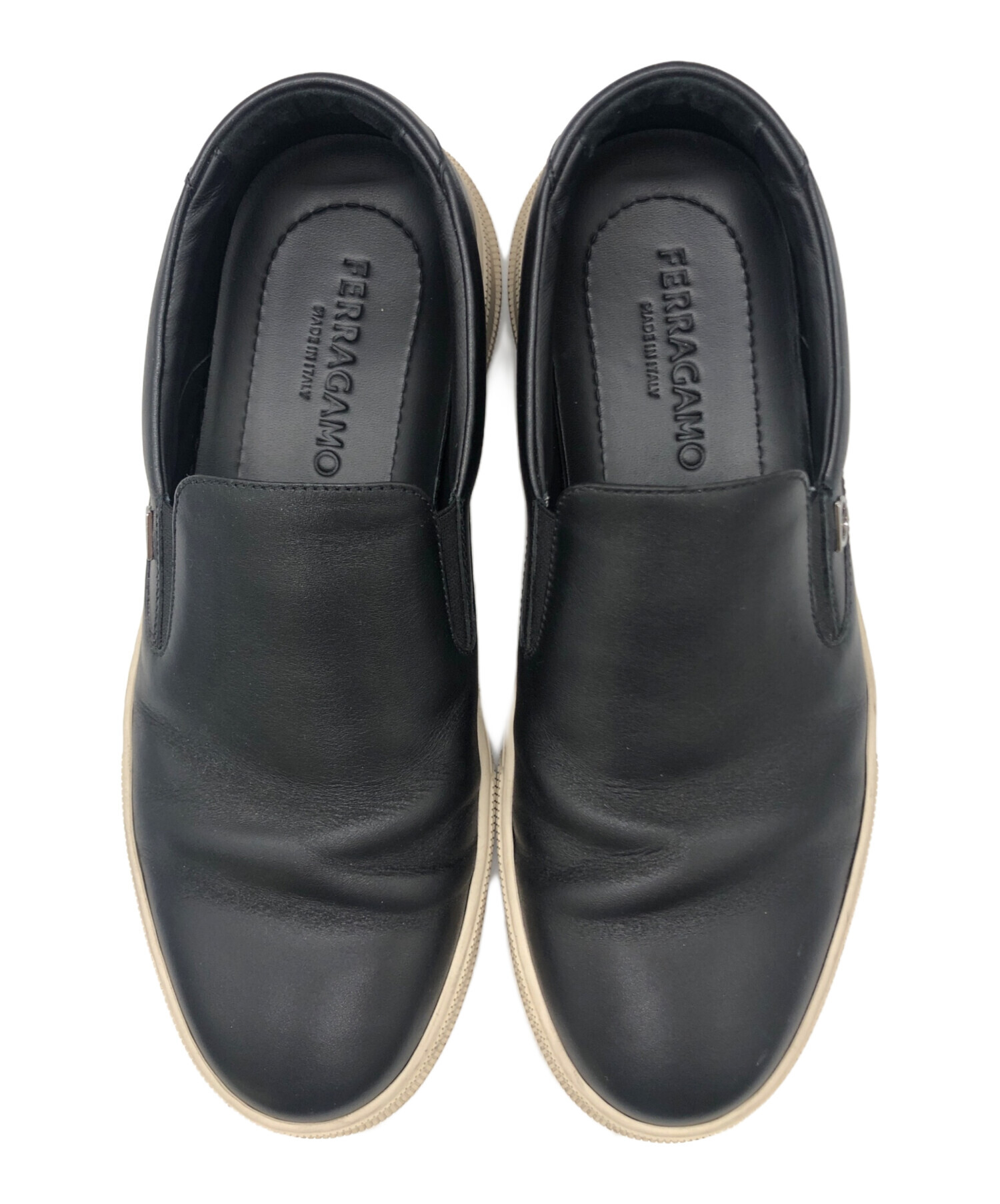 フェラガモ ブラック スリッポン 中古・古着通販】Ferragamo (フェラガモ) スリッポン ブラック サイズ