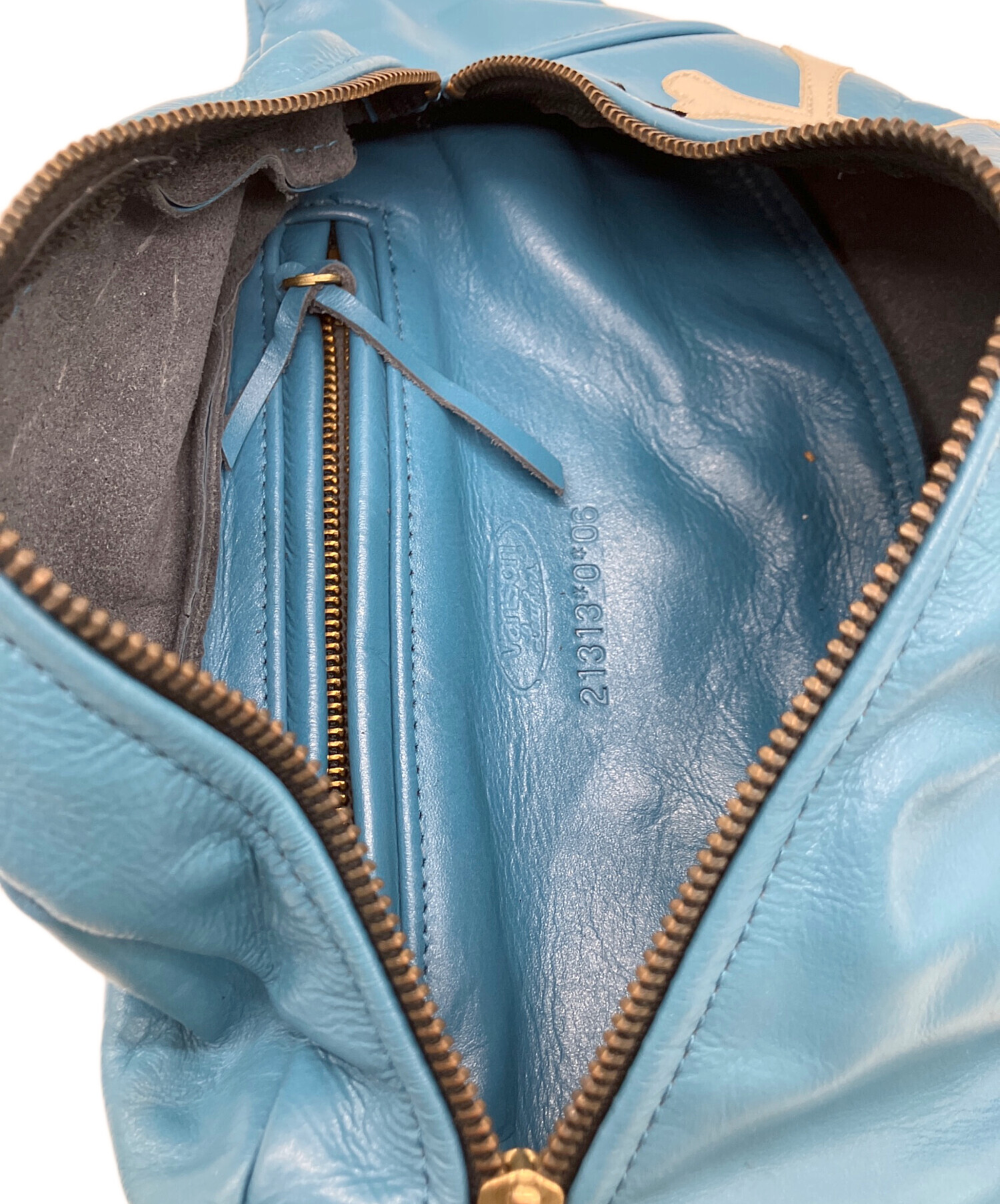 h*e様 vanson ×バックドロップ　別注ネイビーレザー ボディバッグ VANSONxBACKDROP】(バンソン x バックドロップ別注) ニューファニー