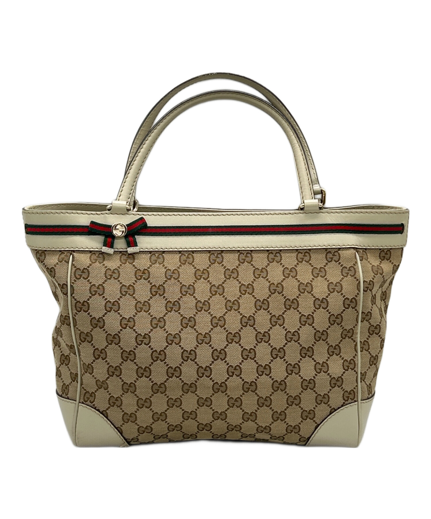 中古・古着通販】GUCCI (グッチ) トートバッグ アイボリー×ブラウン