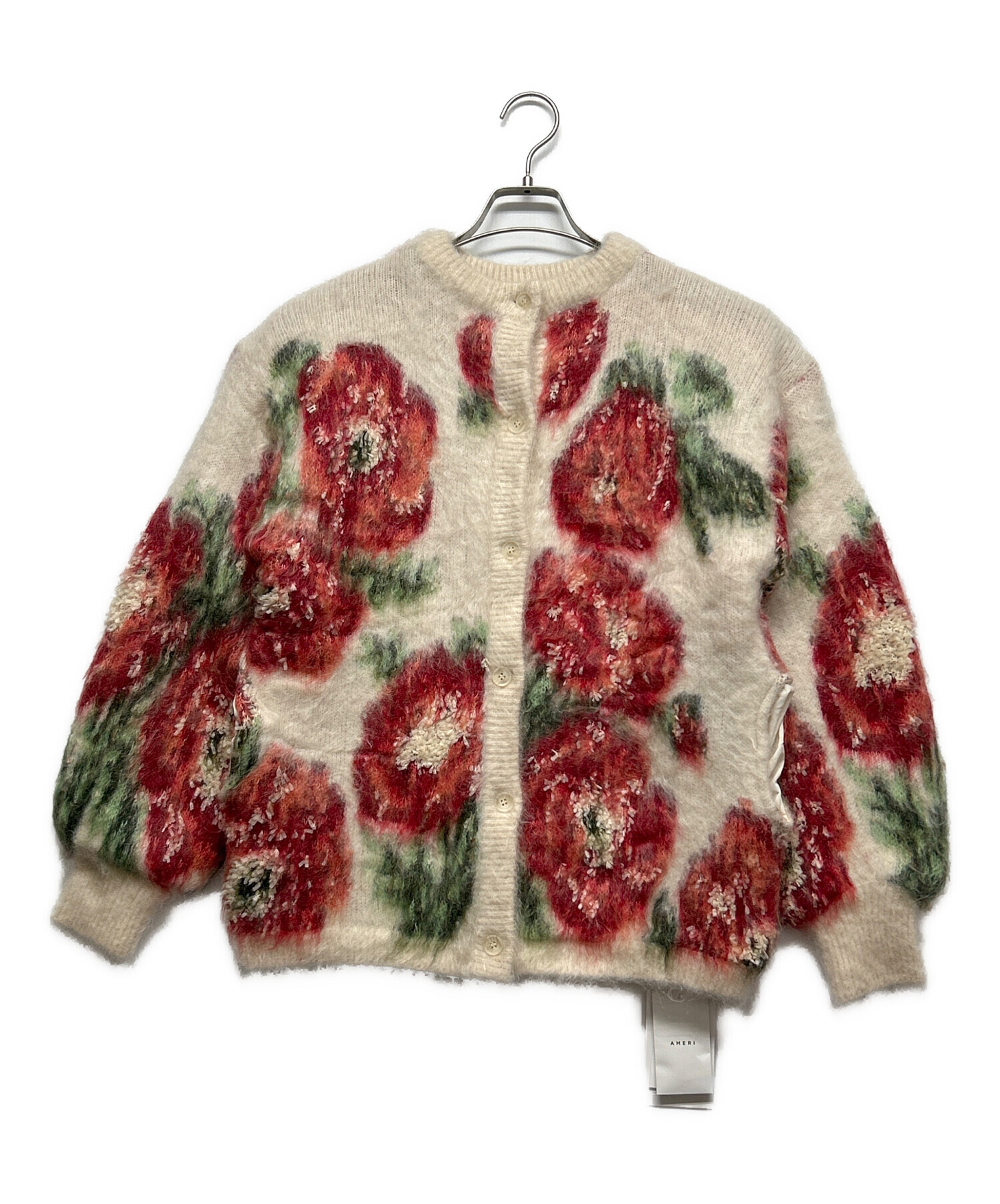 中古・古着通販】Ameri (アメリ) 厚手カーディガン ホワイト×レッド