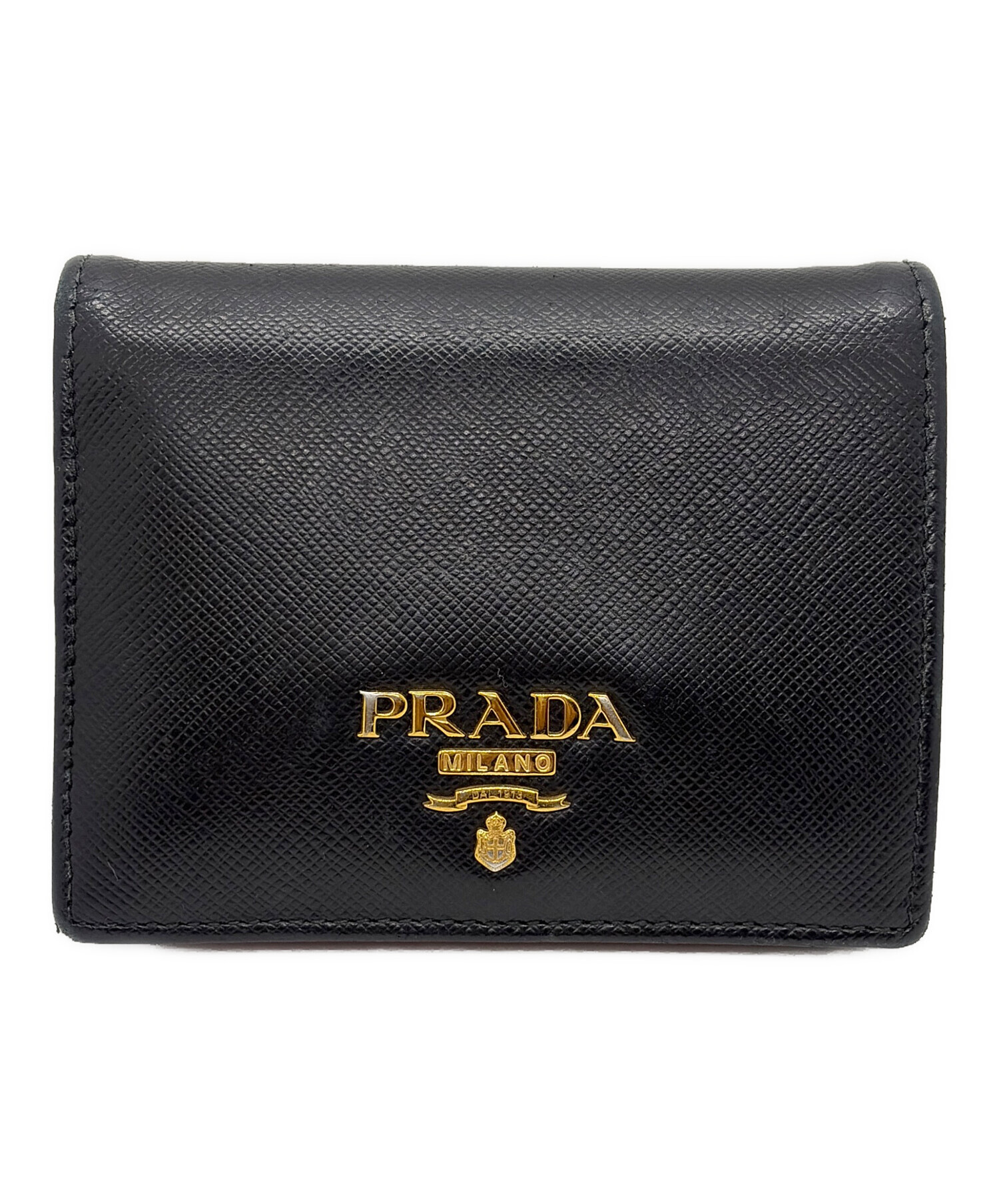 中古・古着通販】PRADA (プラダ) 2つ折り財布 ブラック×ピンク