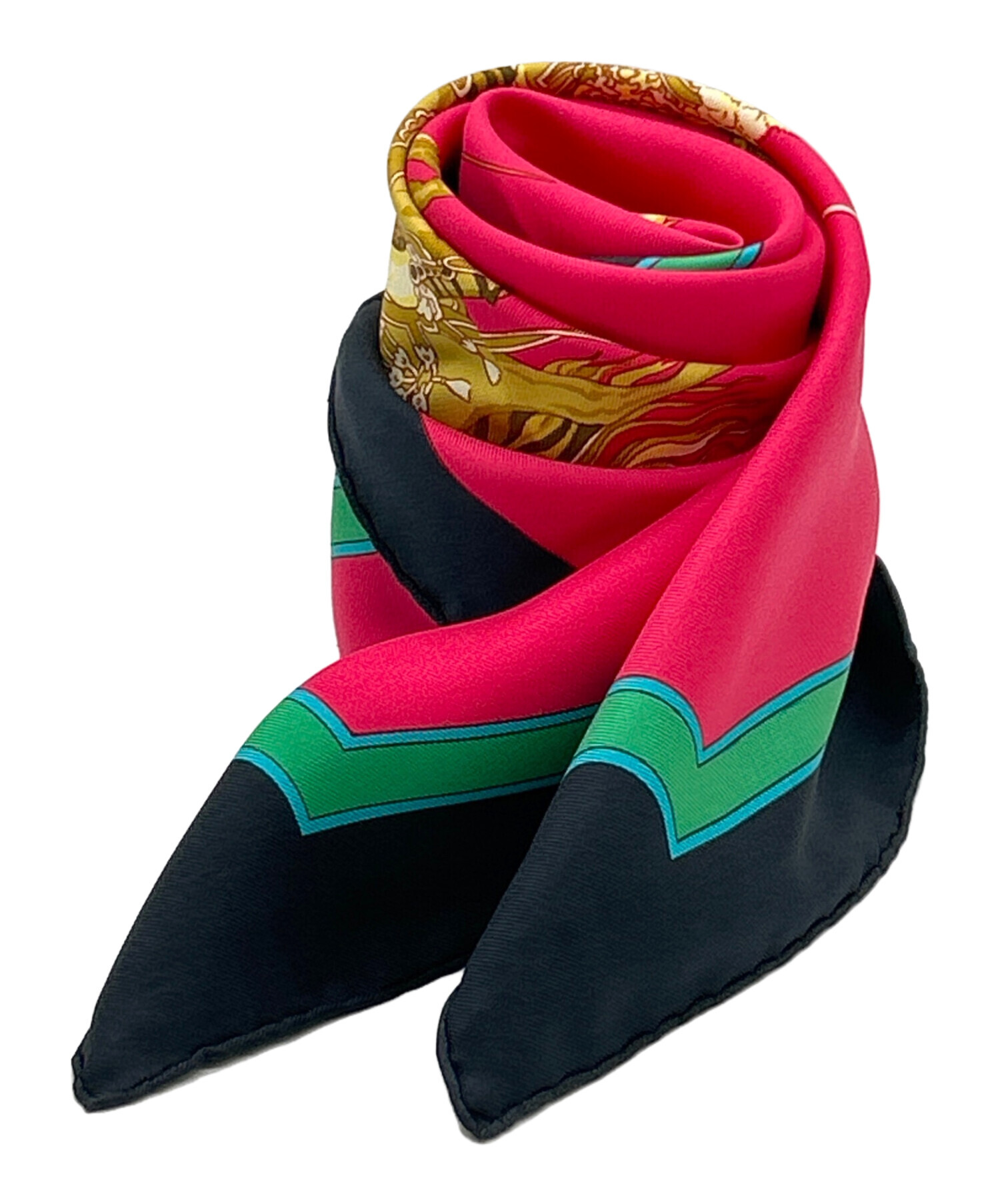 中古・古着通販】HERMES (エルメス) シルクスカーフ レッド×ブラック