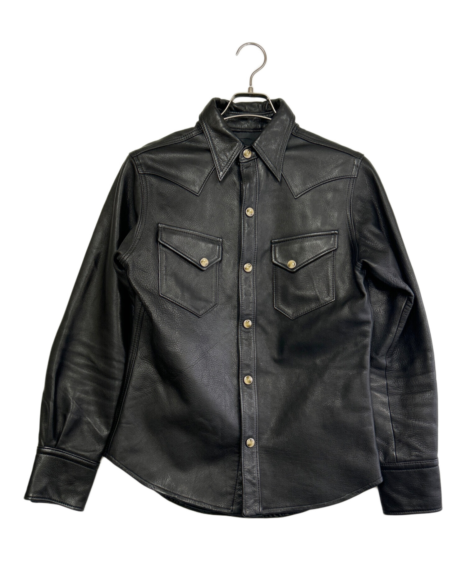 中古・古着通販】Y'2LEATHER (ワイツーレザー) レザーシャツ ブラック