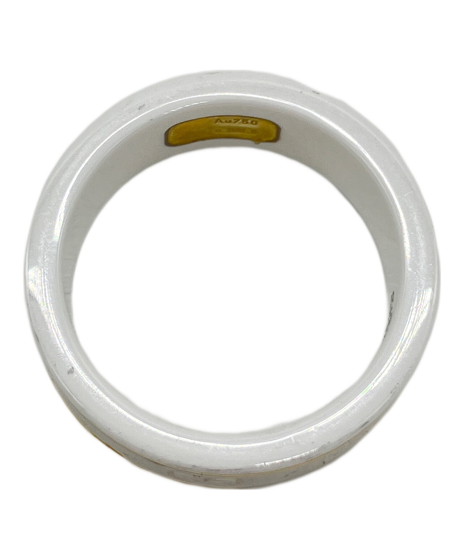 GUCCI グッチ Au750 アイコンリング 白セラ GGパターン 直営店【GUCCI グッチ】アイコン リング ホワイト GGパターン (GUCCI