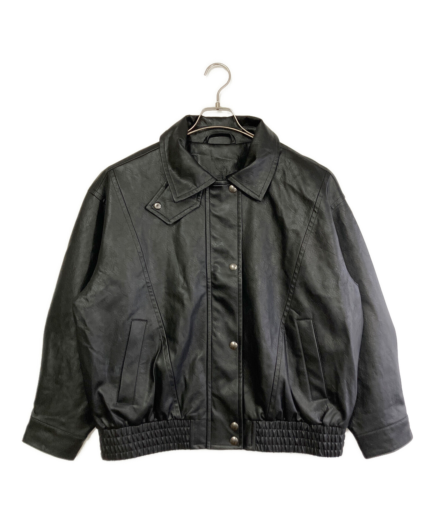 リサイクルレザー ボンバージャケット ブラック　GAP ギャップ Gapロゴ リラックス ボンバージャケット｜ギャップの通販｜&mall