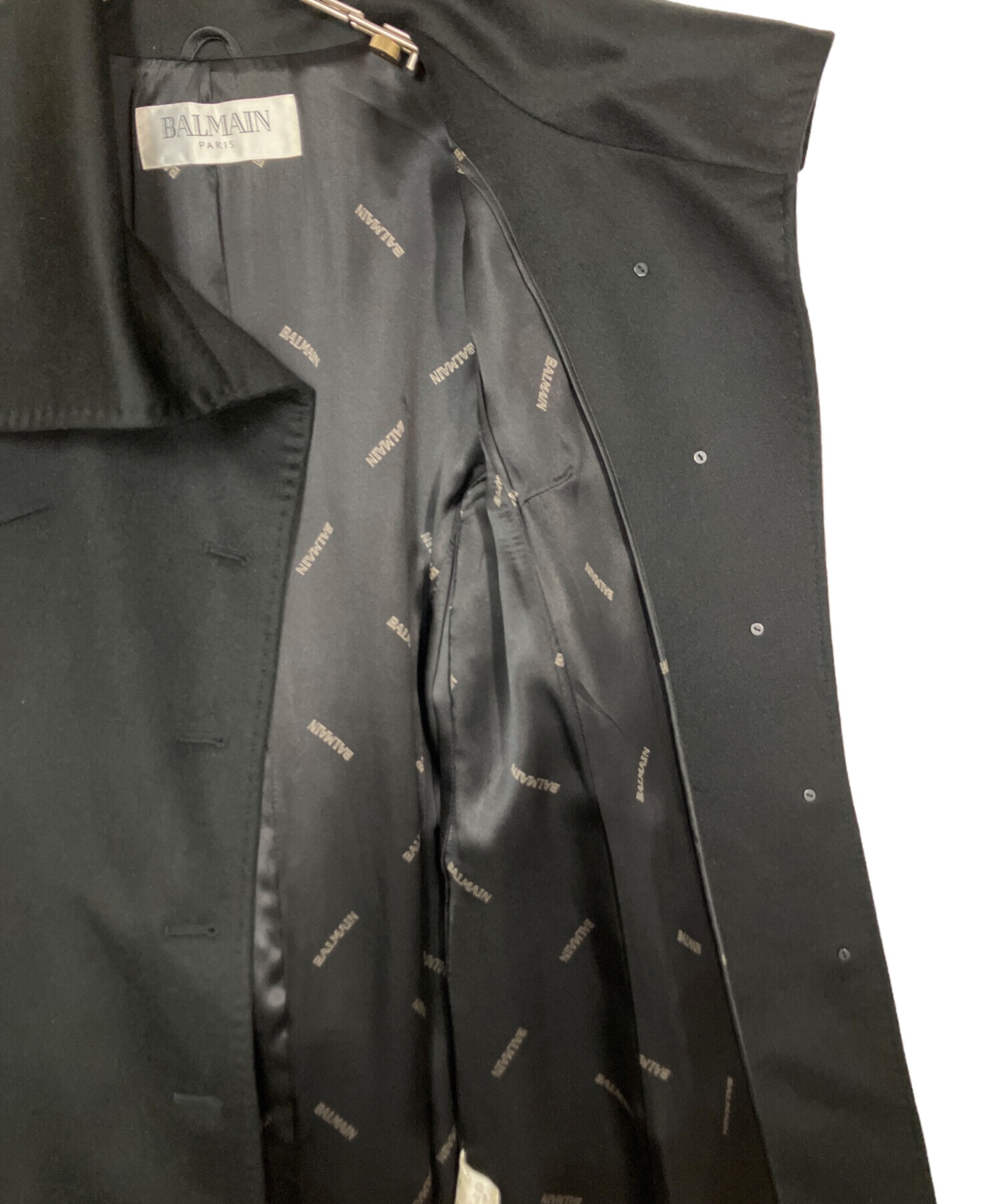 中古・古着通販】BALMAIN (バルマン) カシミヤコート ブラック サイズ