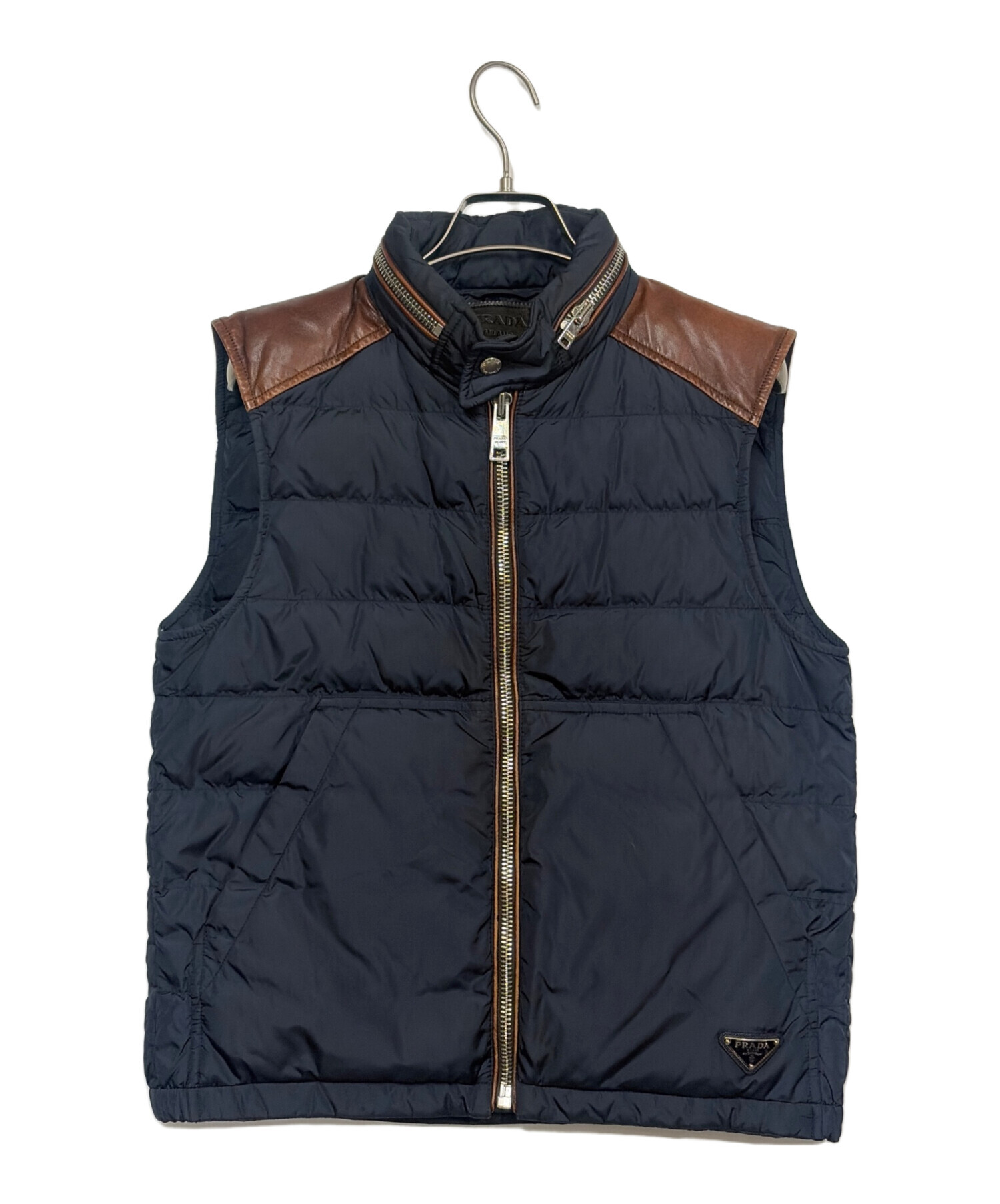 中古・古着通販】PRADA (プラダ) ダウンベスト ブラウン×ネイビー