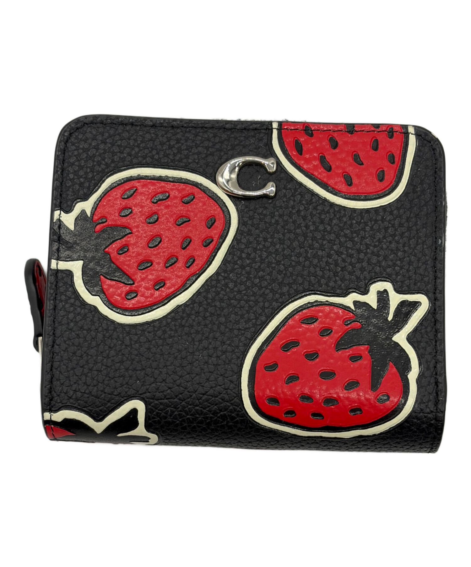 中古・古着通販】COACH (コーチ) 2つ折り財布 ブラック×レッド