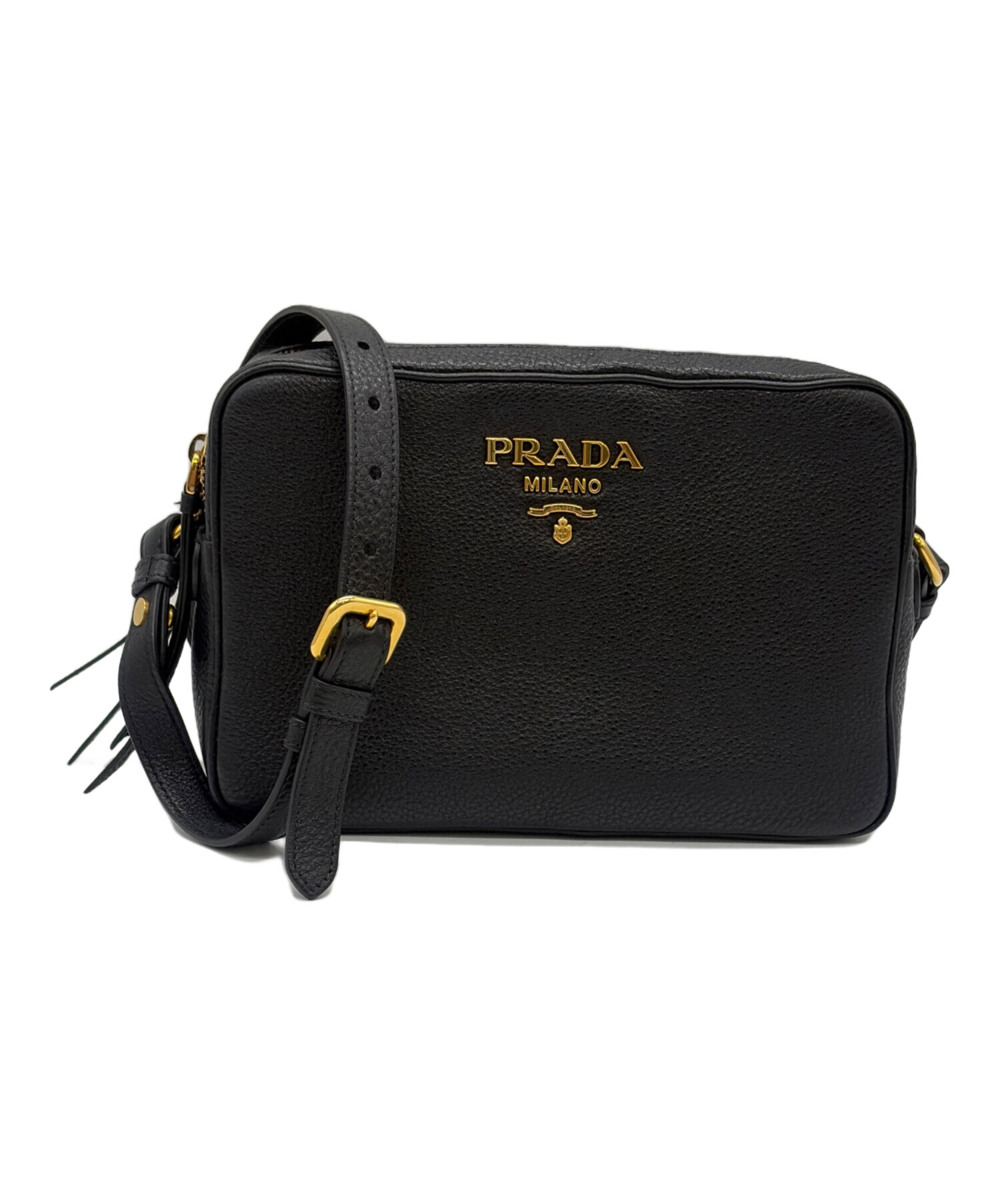 PRADA プラダ ショルダーバッグ  黒 【古着】【中古】【送料無料】 中古・古着通販】PRADA (プラダ) レザーナイロンワンショルダーバッグ