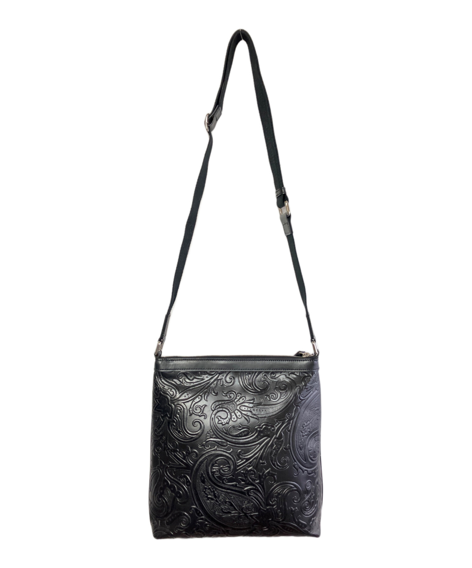 ETRO エトロ マルゴット　ペイズリー型押しレザー トートバッグ ネイビー 中古・古着通販】ETRO (エトロ) マルゴット型押しレザートートバッグ