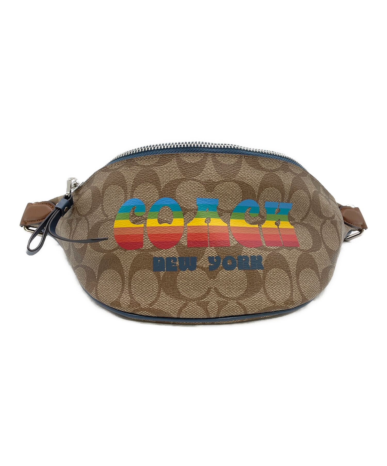【極美品】COACH ボディバッグ ネイビー ブラウン 中古・古着通販】COACH (コーチ) ボディーバッグ ブラウン×ネイビー