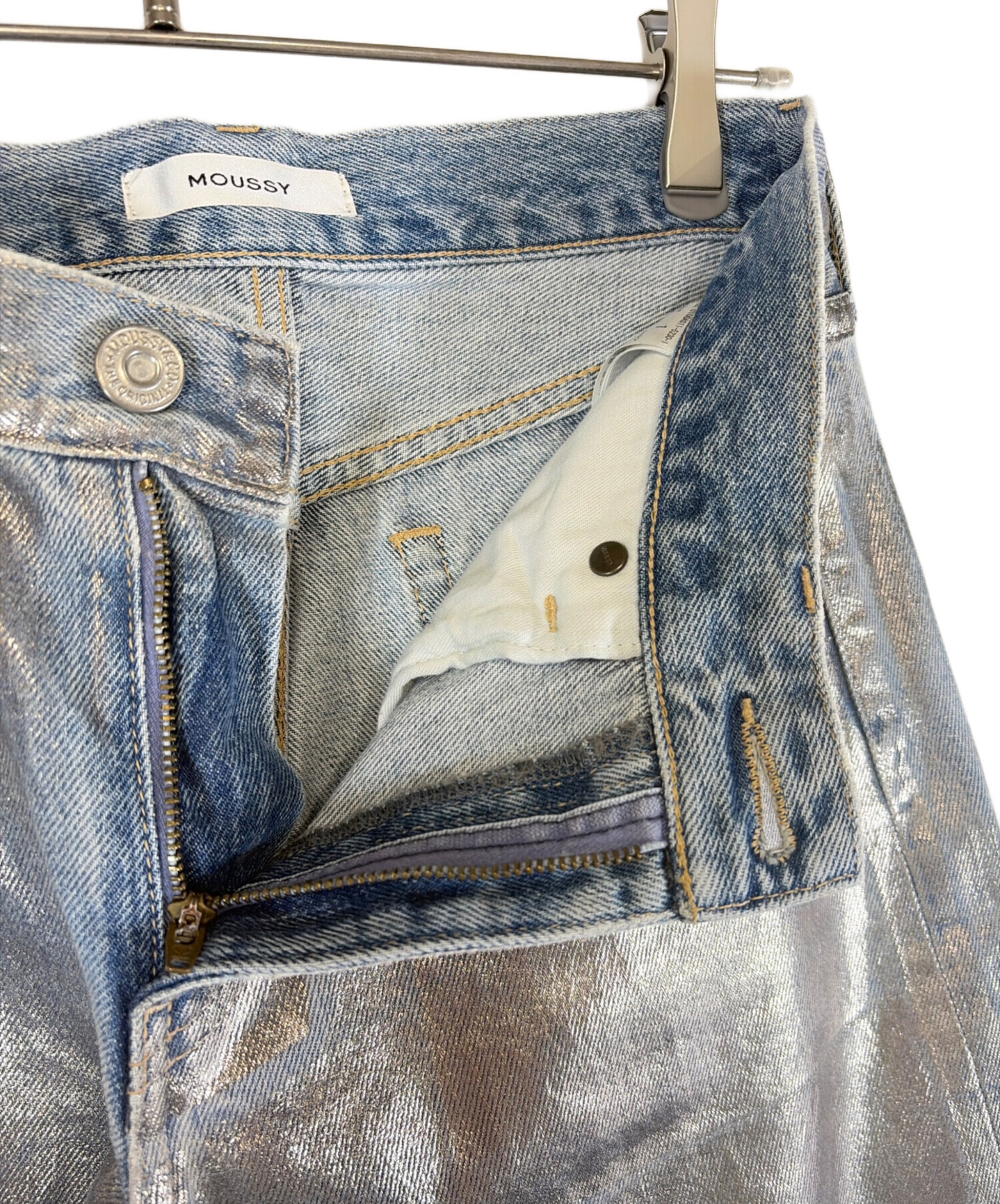 中古・古着通販】moussy (マウジー) デニムパンツ シルバー サイズ