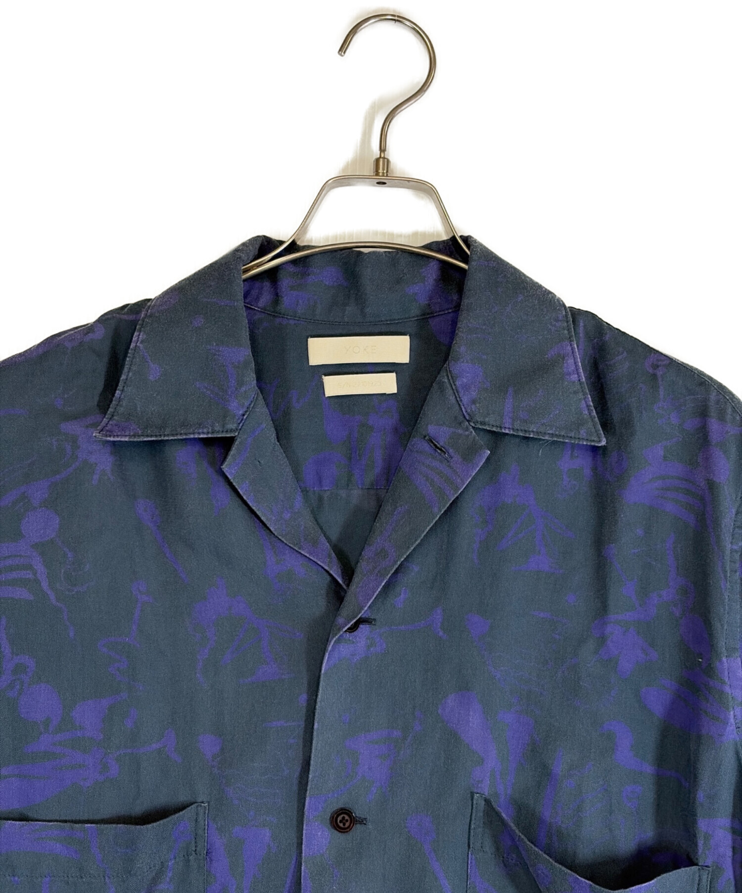 YOKE 半袖シャツ タグ付き 美品 中古・古着通販】YOKE (ヨーク) 半袖シャツ グリーン×パープル サイズ
