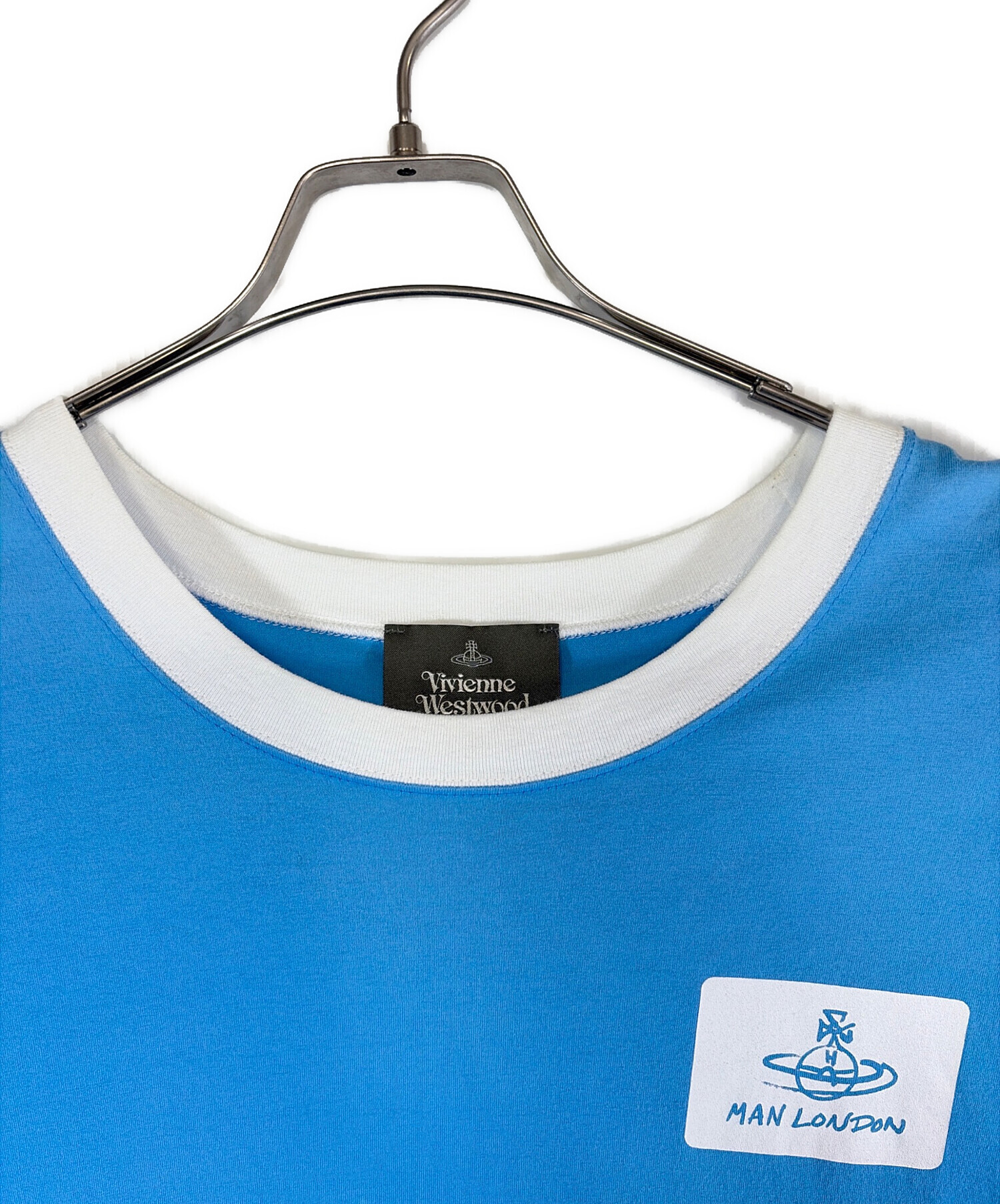 新品タグ付 ヴィヴィアンウエストウッドマン 変形ビッグTシャツ バイカラー 青白 中古・古着通販】Vivienne Westwood man (ヴィヴィアン ウェストウッド