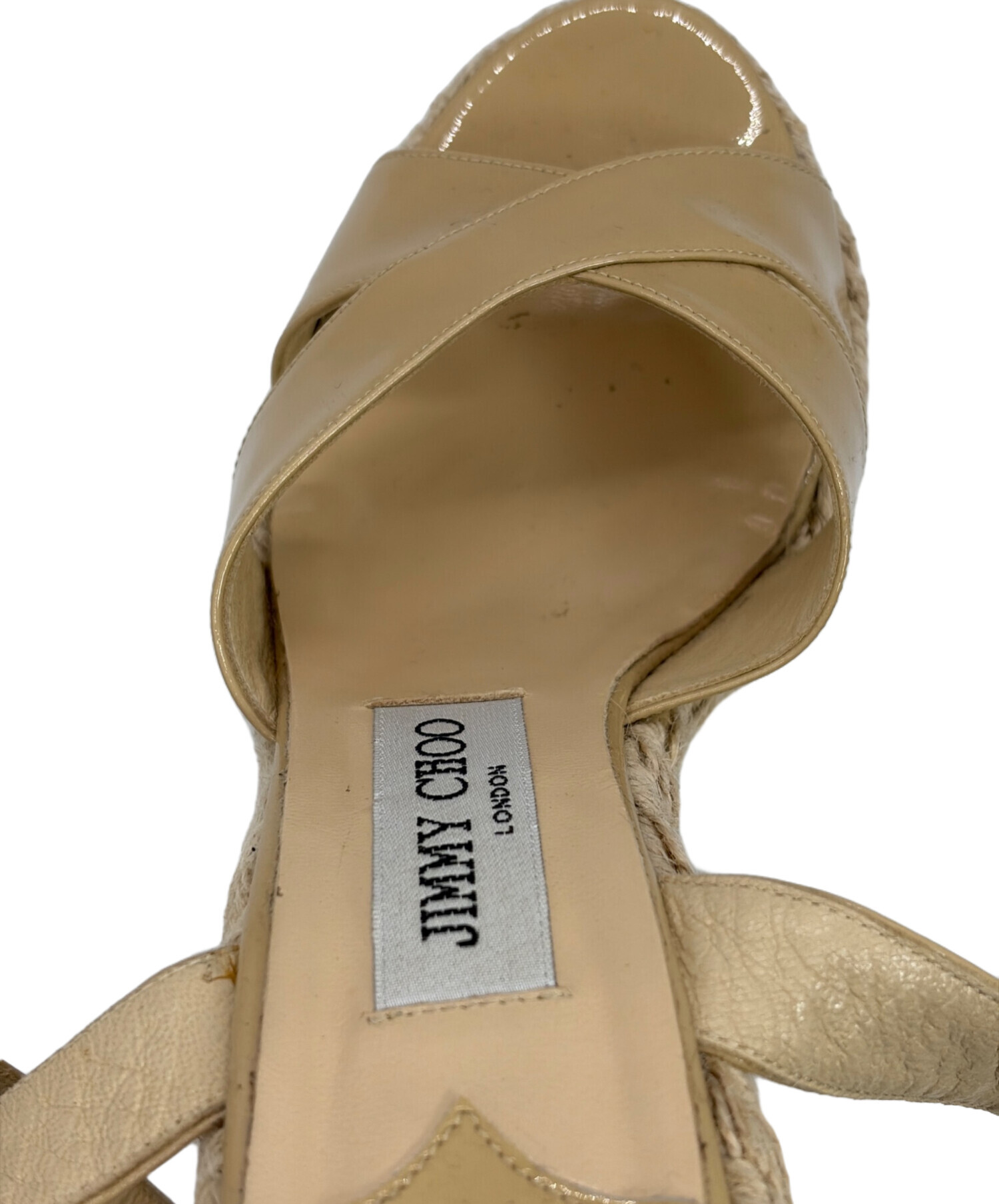 【美品】JIMMY CHOO ウェッジソール サンダル ベージュ 中古・古着通販】JIMMY CHOO (ジミーチュウ) ウェッジソールサンダル