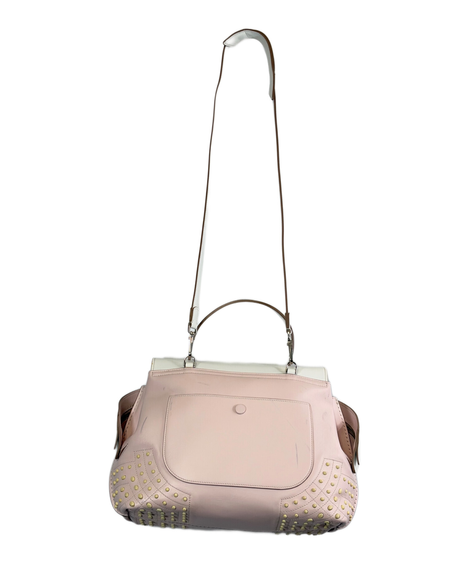 TOD’S トッズ ハンドバッグ 2way ピンクベージュ 中古・古着通販】TOD'S (トッズ) 2WAYハンドバッグ ホワイト×ピンク