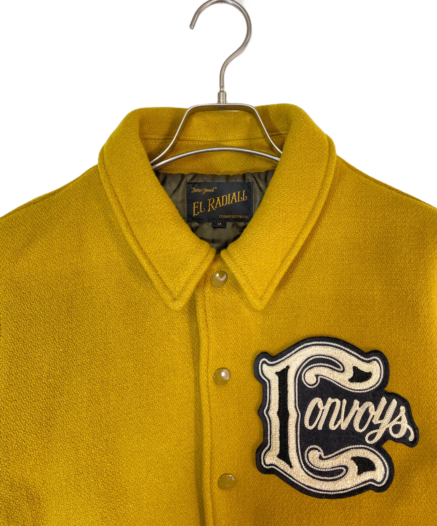 el radiall スタジャン CONVOYS varsity jacket 中古・古着通販】EL RADIALL (ラディアル) スタジャン イエロー サイズ