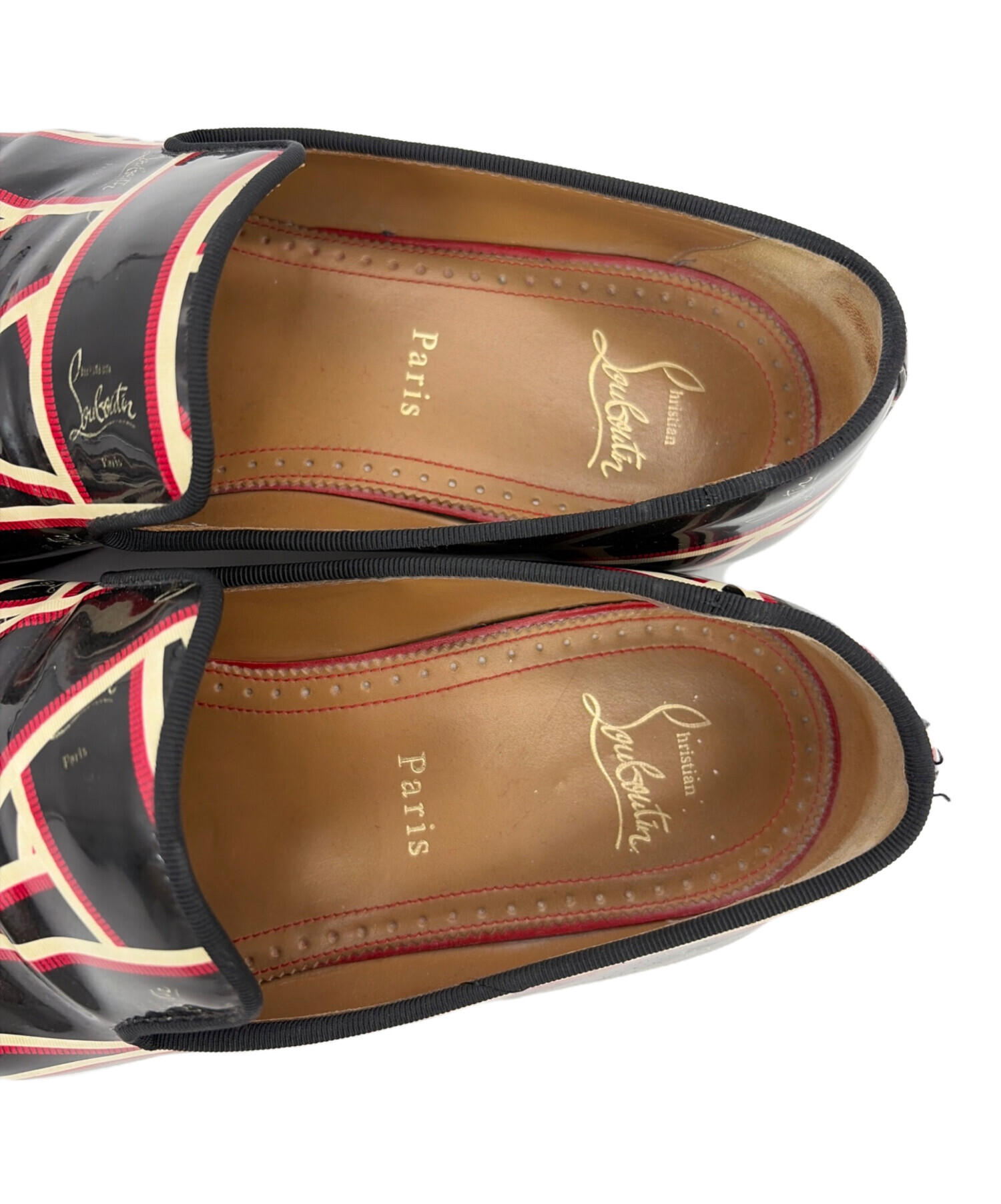Christian Louboutin エナメル ローファー チェーンヒール 中古・古着通販】Christian Louboutin (クリスチャン・ルブタン