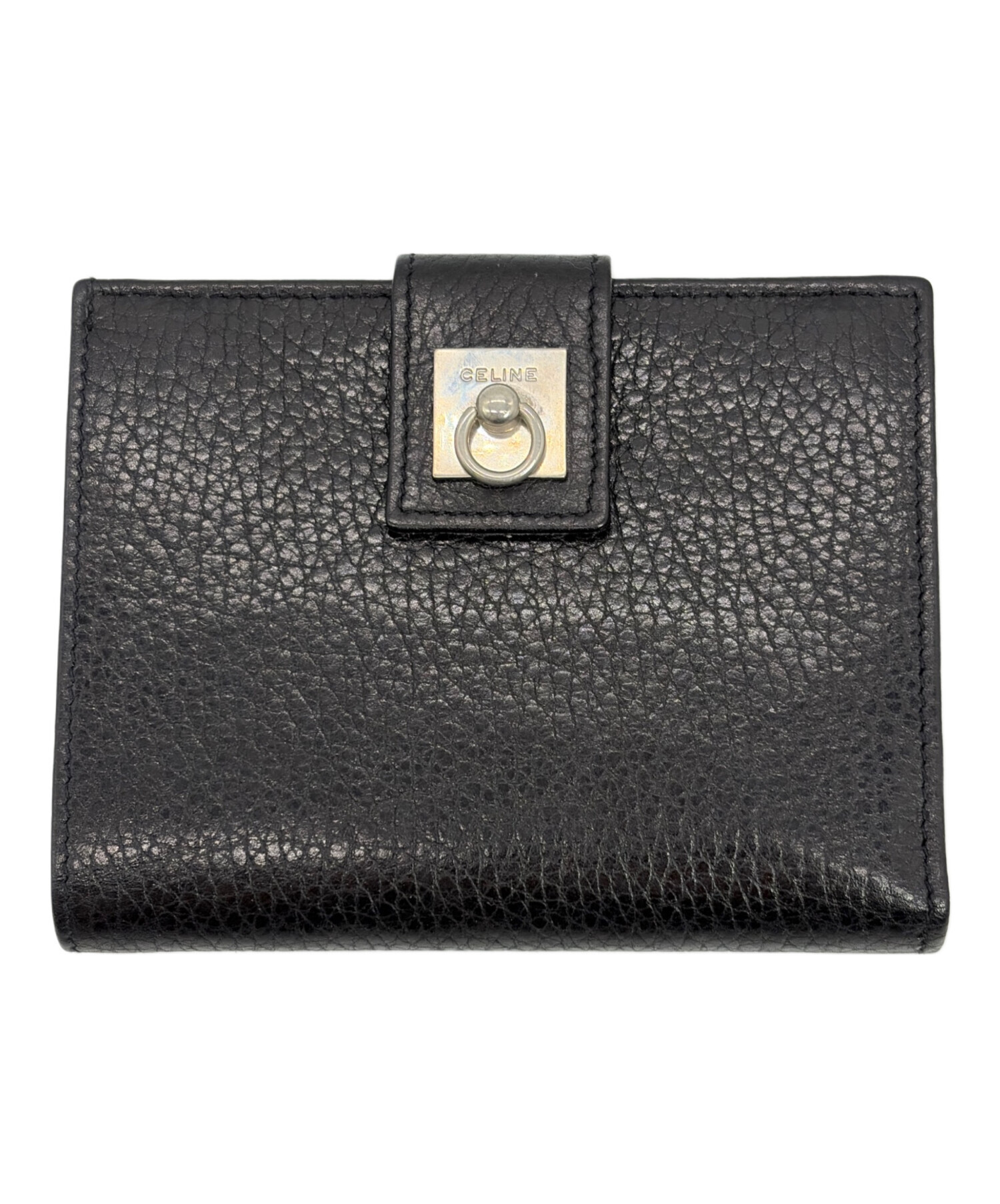 中古 通販 セリーヌ 財布 黒 セリーヌ CELINE ロゴラウンドファスナー