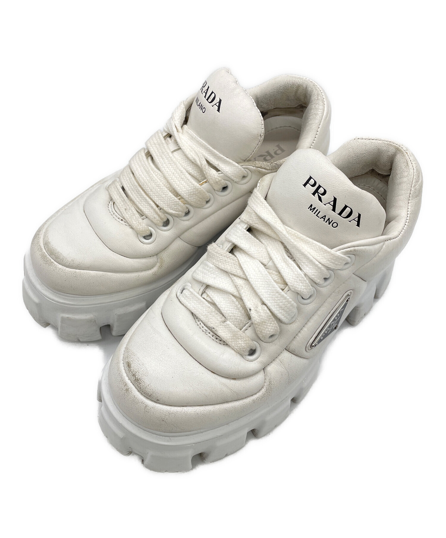 中古・古着通販】PRADA (プラダ) パデットナッパレザースニーカー