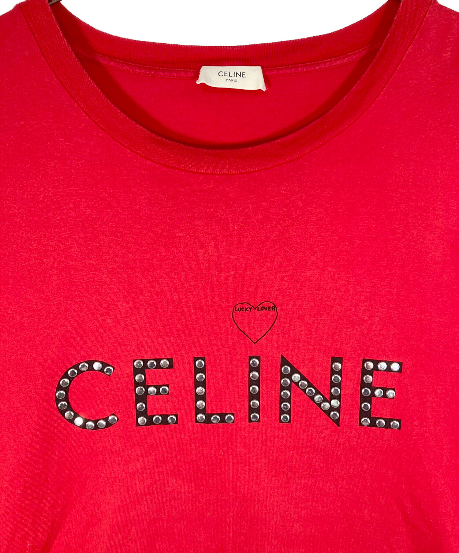 CELINE セリーヌ トリオンフ スタッズ ロンT 赤 L 中古・古着通販】CELINE (セリーヌ) アーティストスタッズプリントT