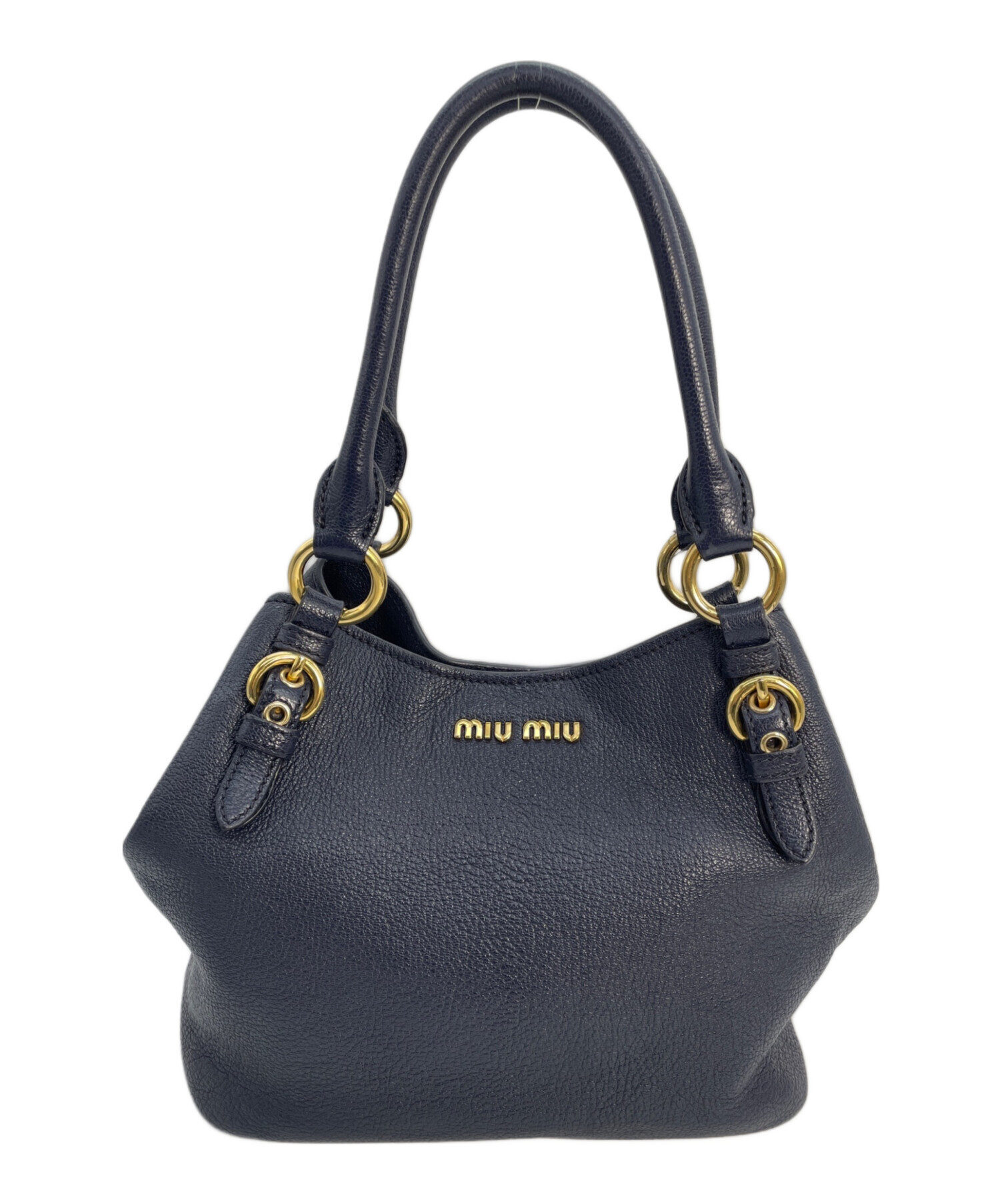 中古・古着通販】MIU MIU (ミュウミュウ) レザートートバッグ ネイビー