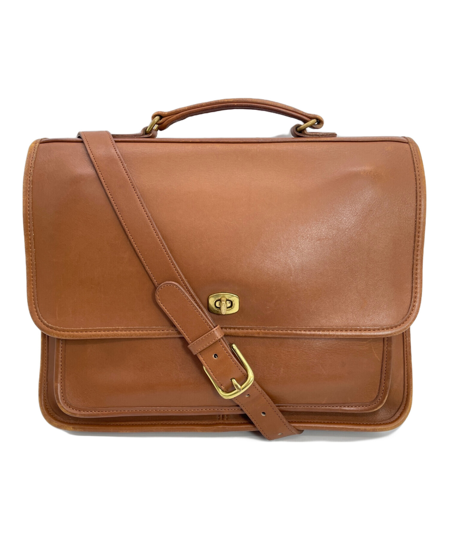 中古・古着通販】COACH (コーチ) ターンロックブリーフケース キャメル