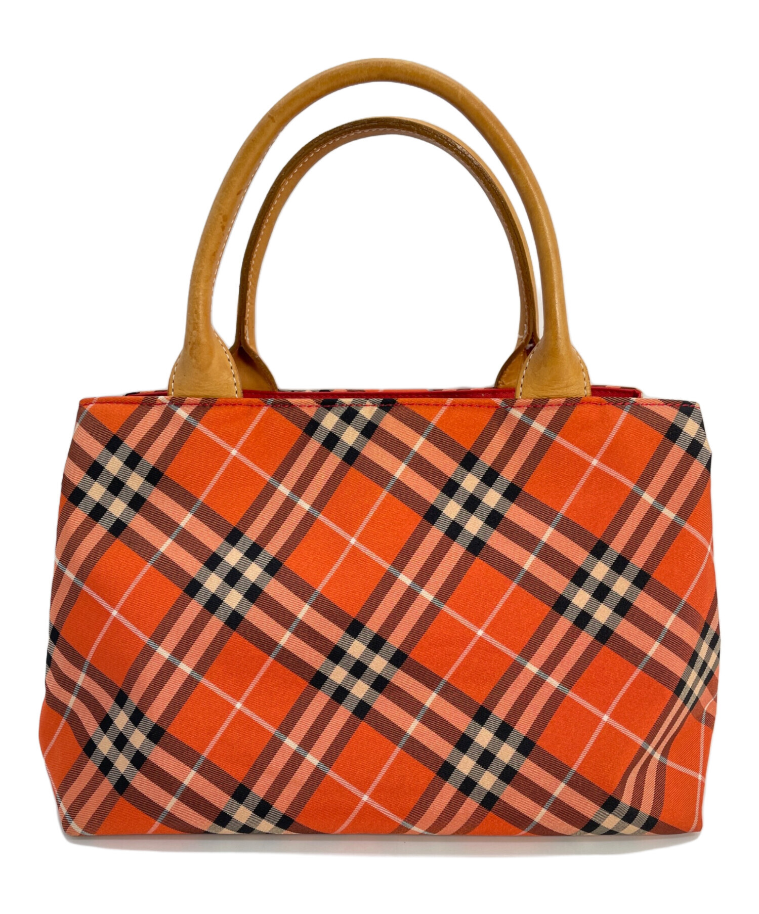 【極美品】Burberry バーバリーノバチェック　トートバッグ　オレンジ 中古・古着通販】BURBERRY (バーバリー) ハンドバッグ レッド