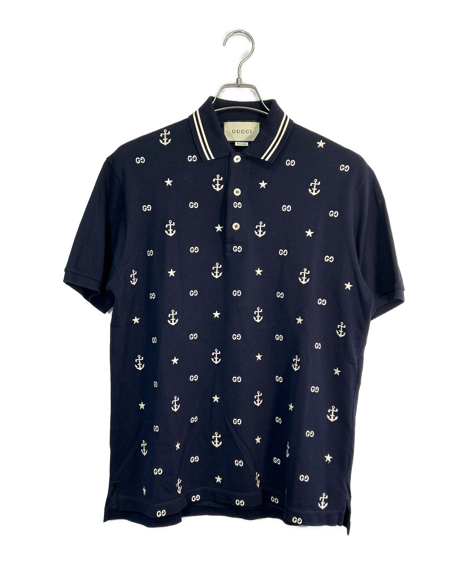 中古・古着通販】GUCCI (グッチ) ポロシャツ ネイビー サイズ:SIZE M